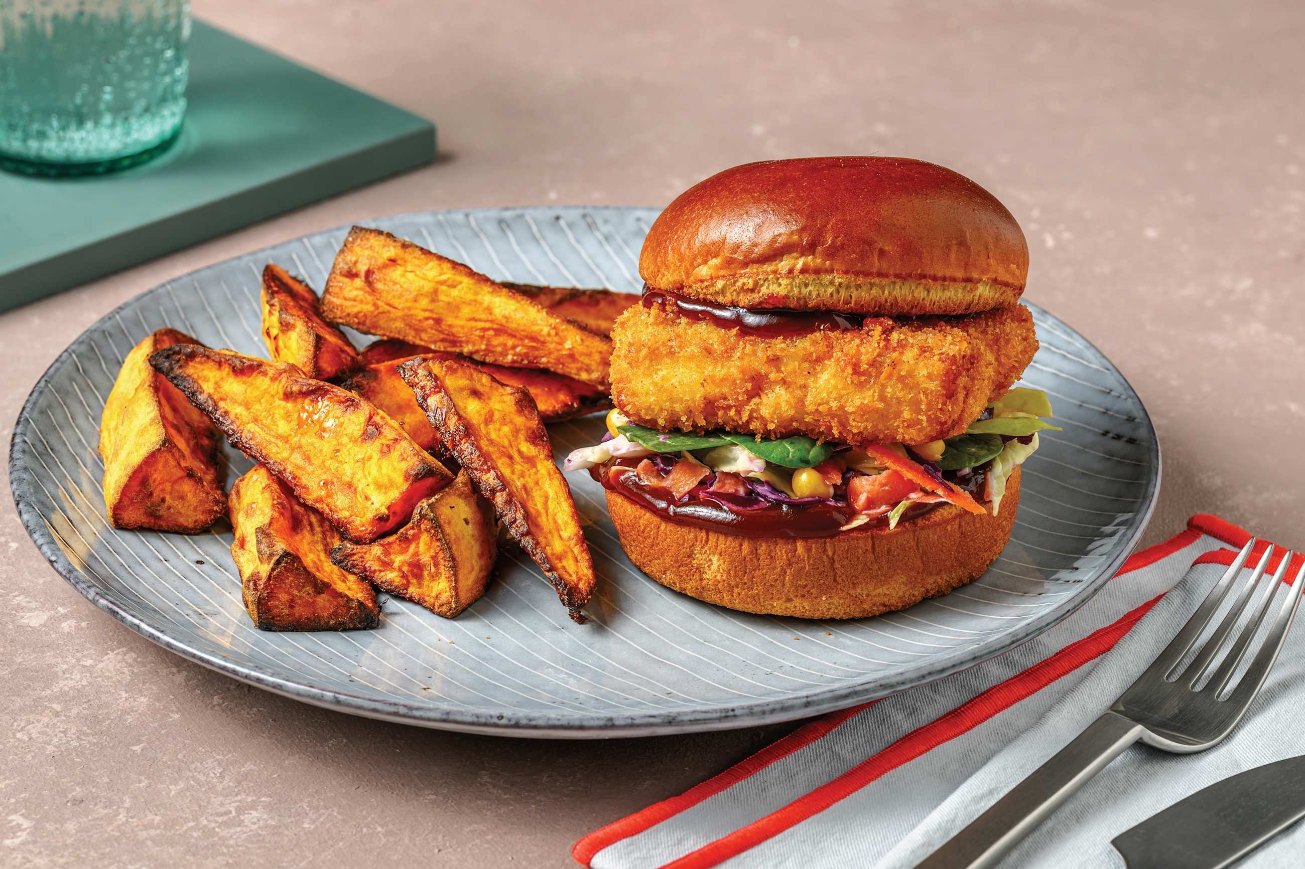 Double Crumbed Halloumi Burger & BBQ-Cherry Sauce