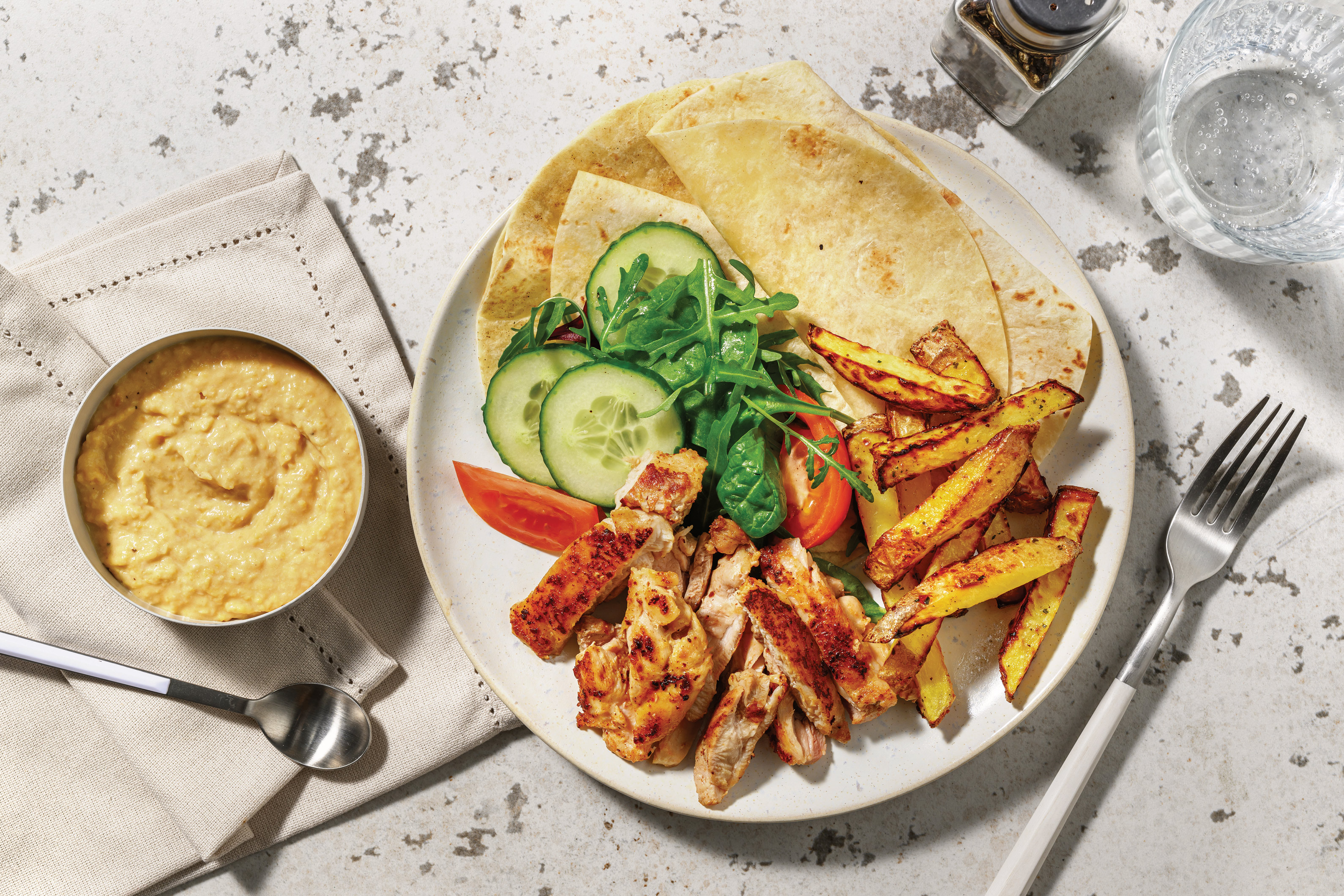 Smokey Chicken Shawarma & Hummus Plate