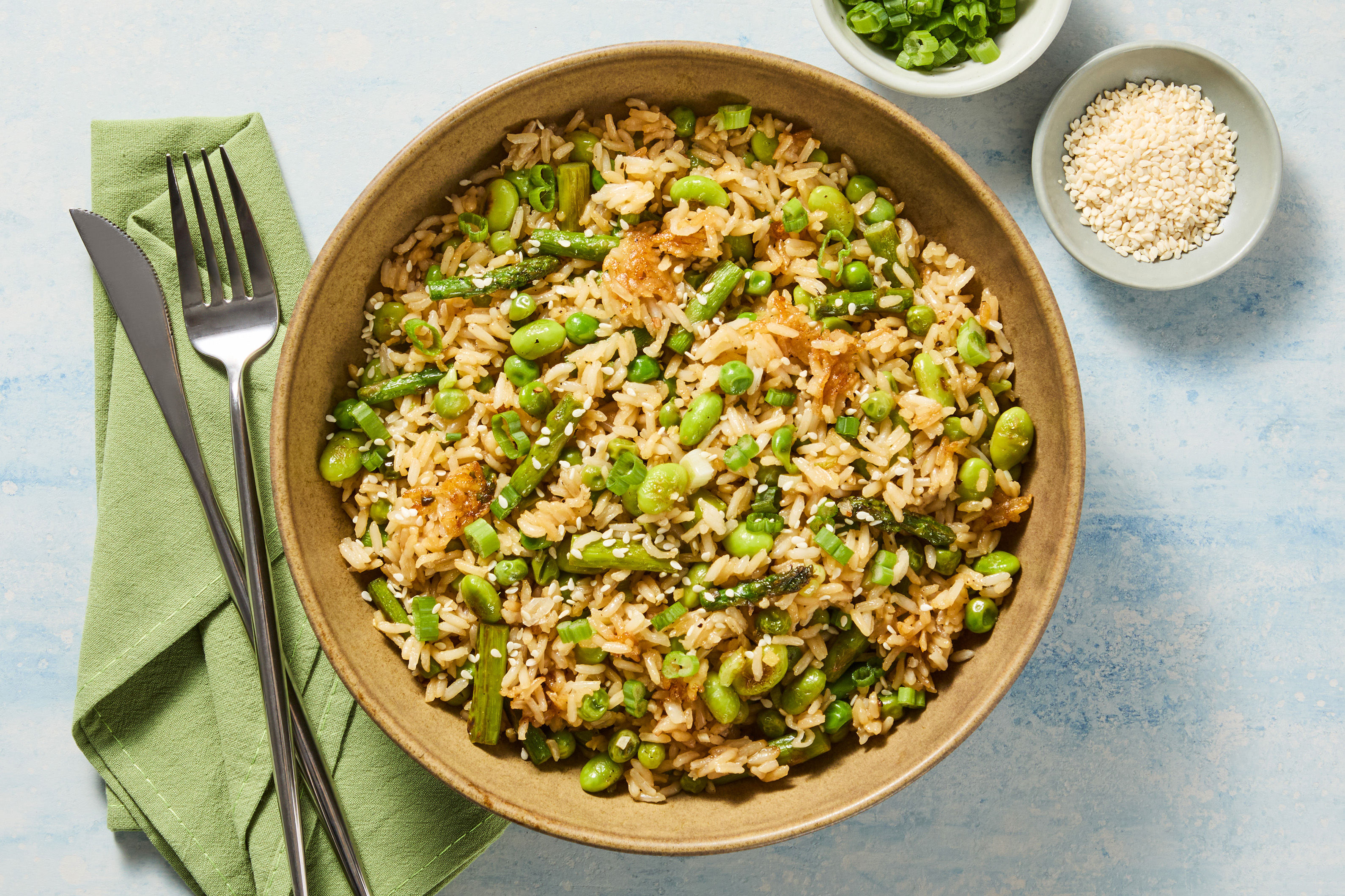 Asparagus, Edamame & Shrimp Fried Rice
