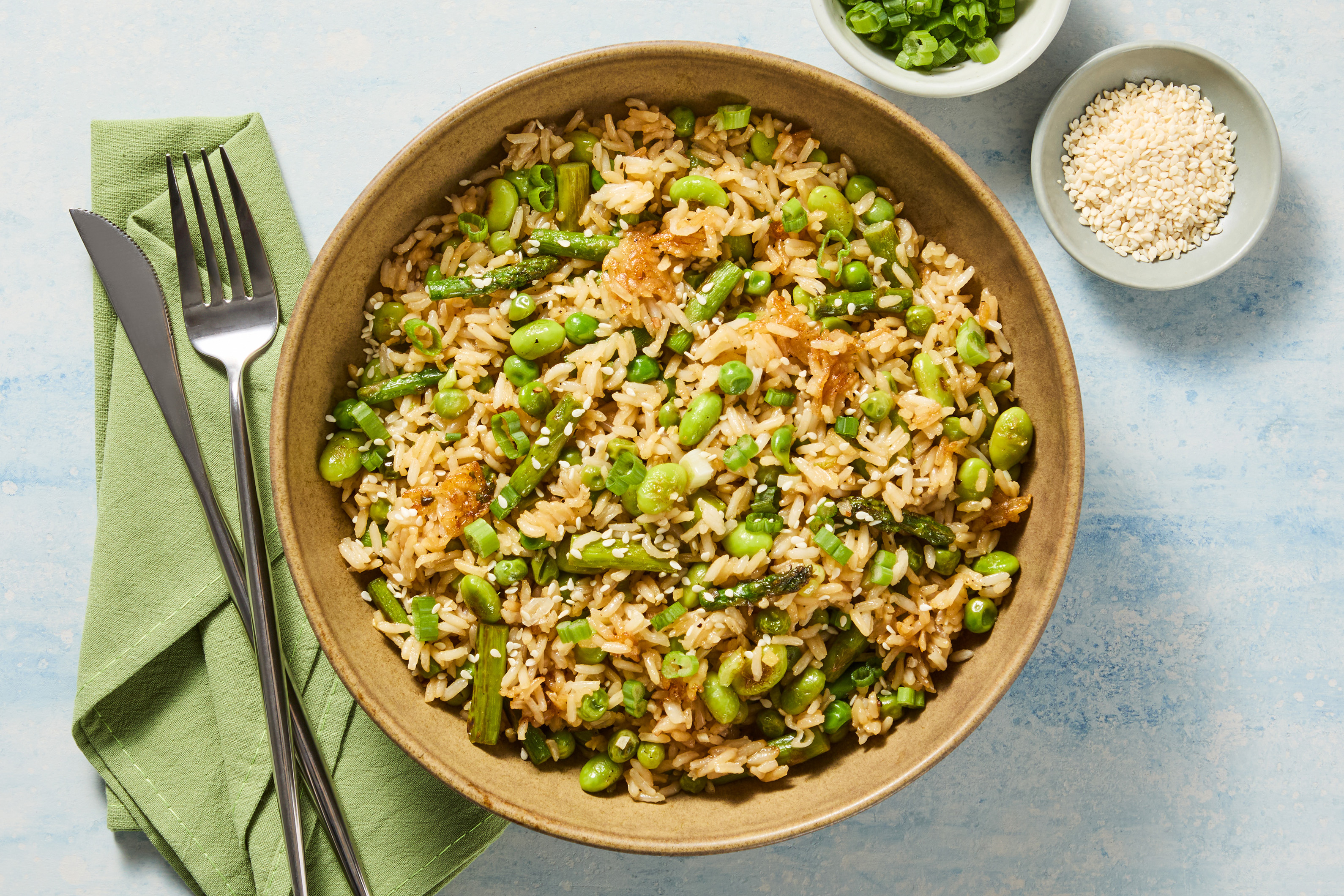 Asparagus, Edamame & Shrimp Fried Rice