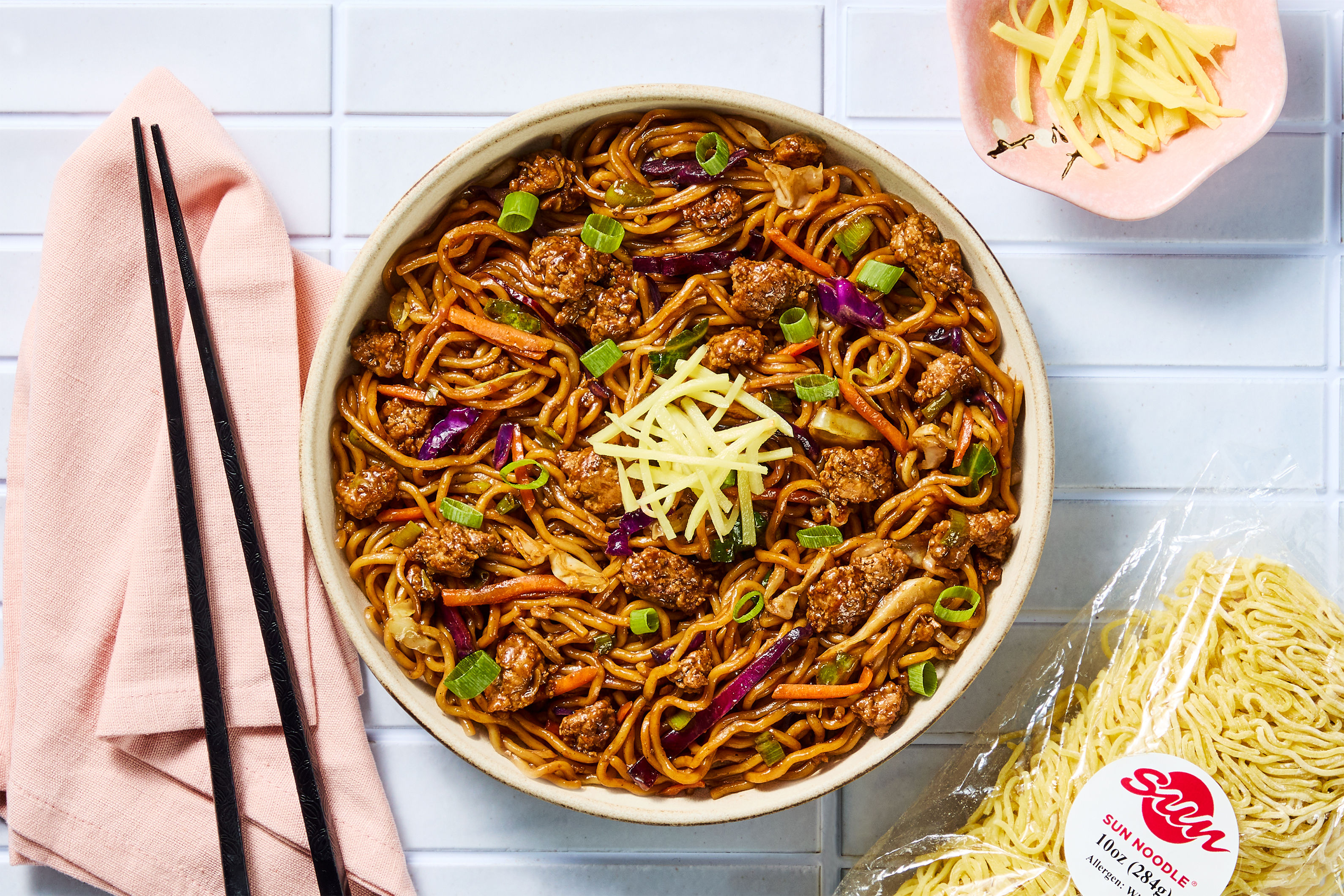 Japanese Pork & Cabbage Yakisoba Noodles