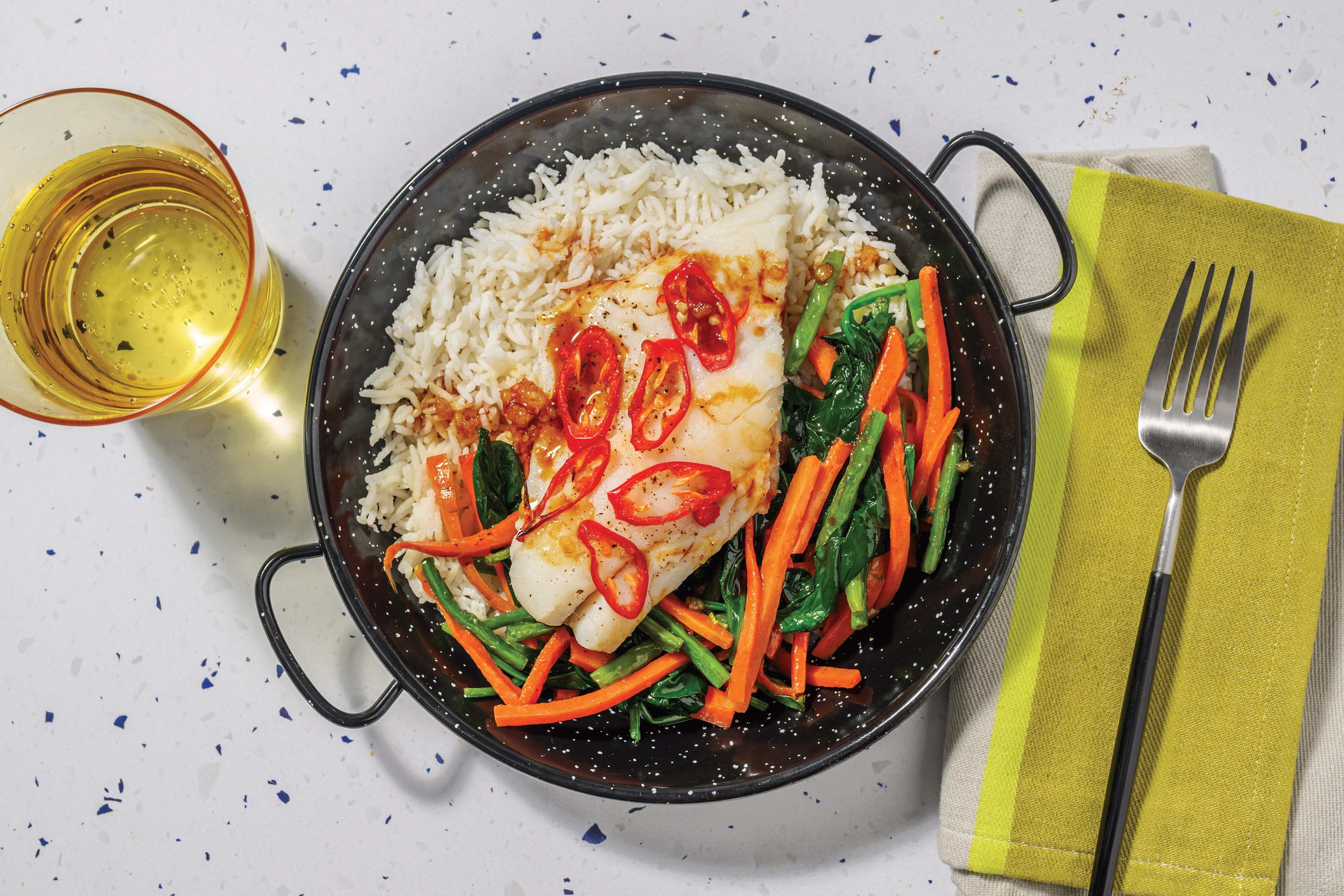 Cantonese Steamed Barramundi & Garlic Veggies