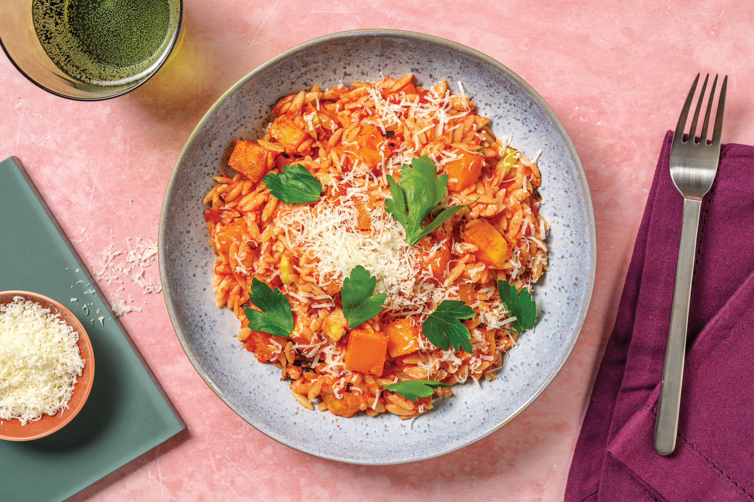 Creamy Tomato Pumpkin & Halloumi Risoni