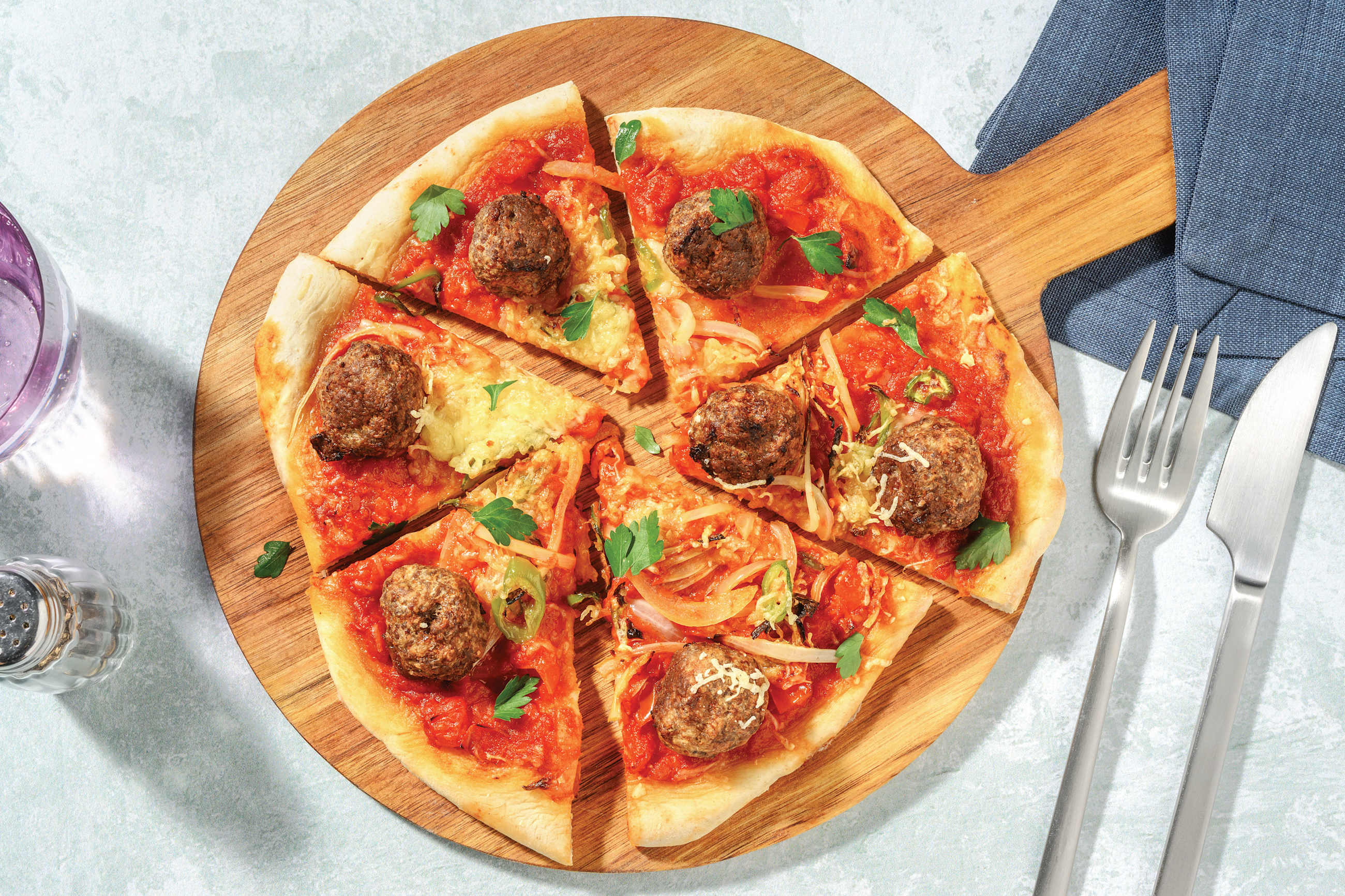 Homemade Italian Beef Meatball & Tomato Pizza