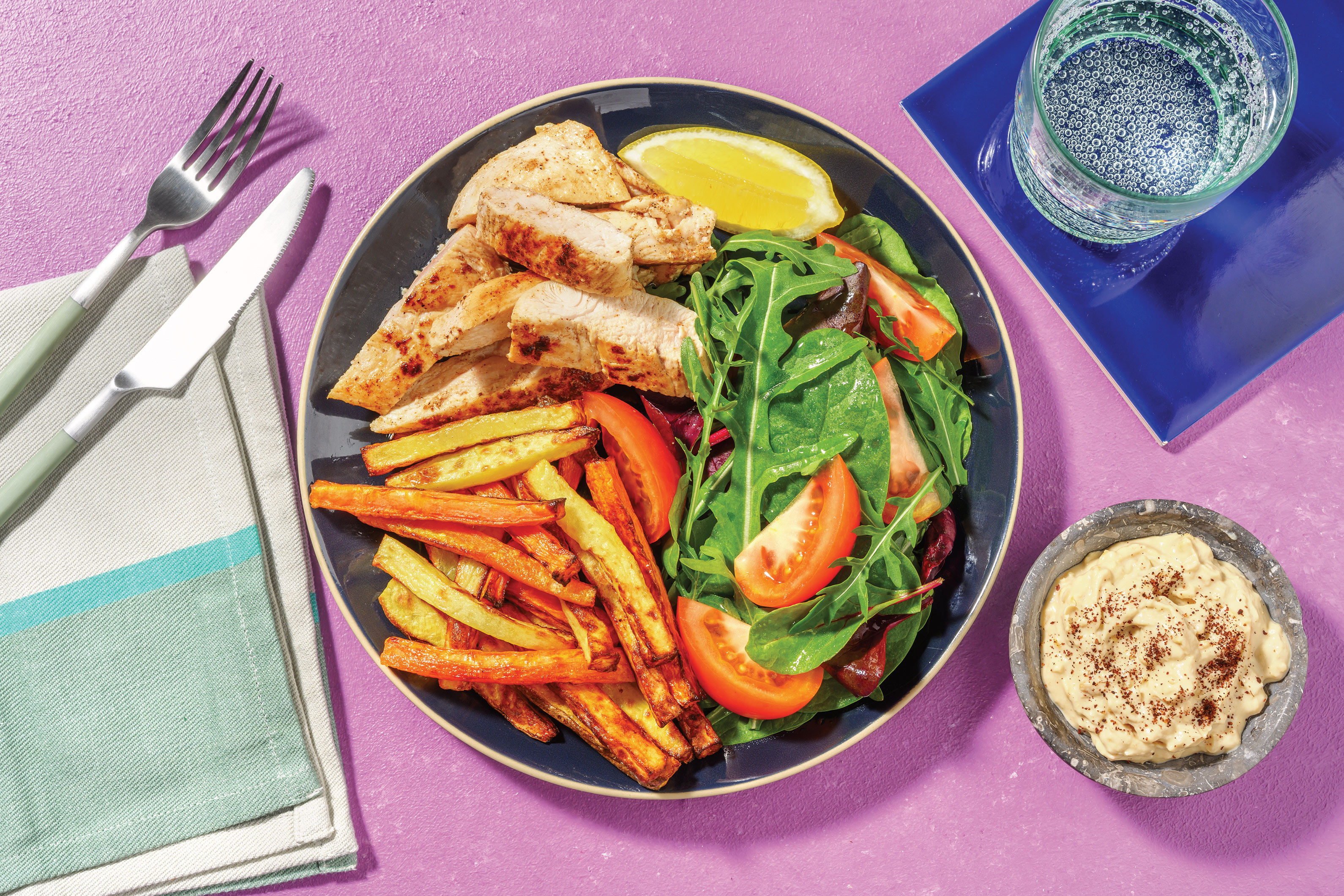 Middle Eastern Chicken & Homemade Hummus