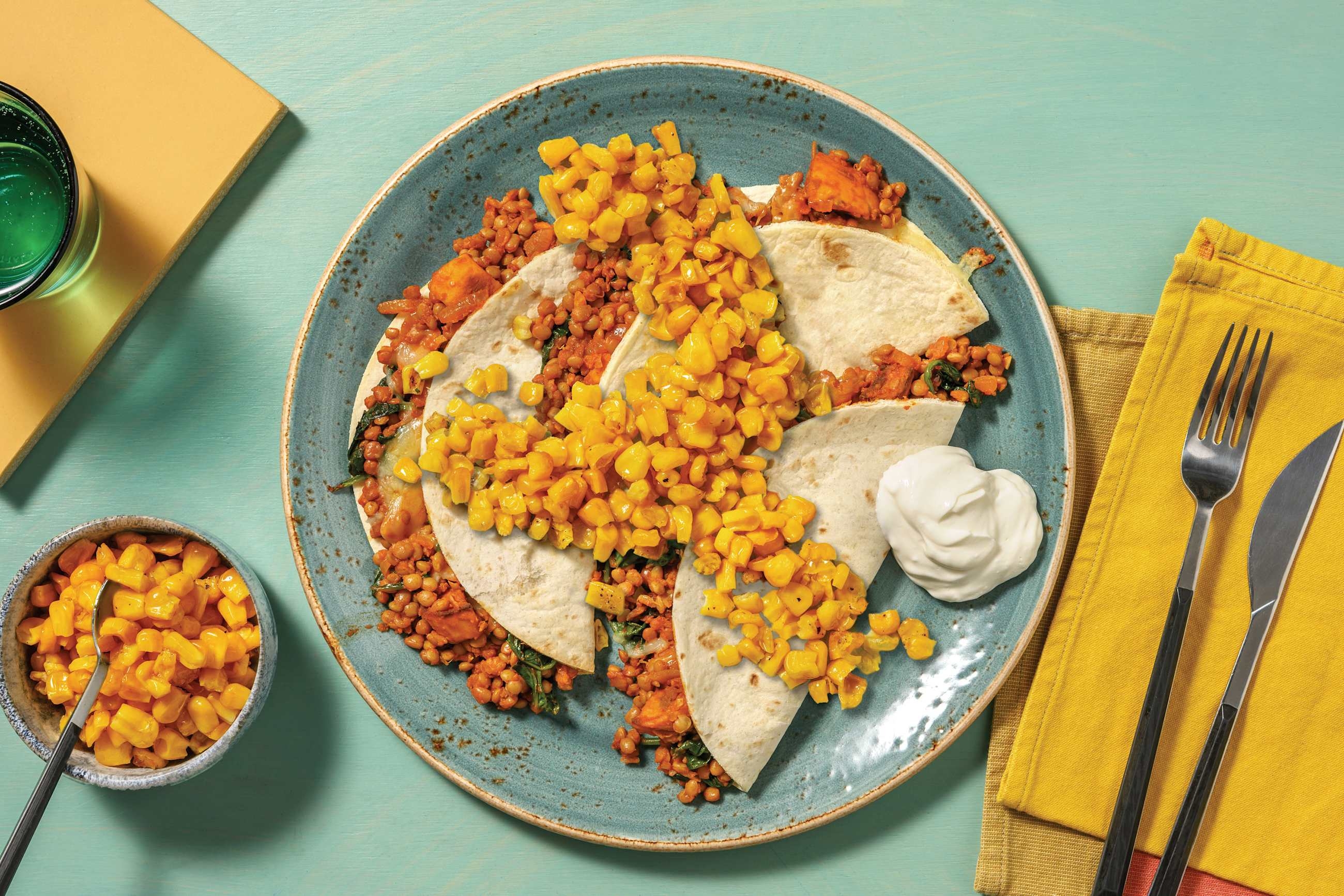 Indian Potato & Lentil Dosa-Dillas