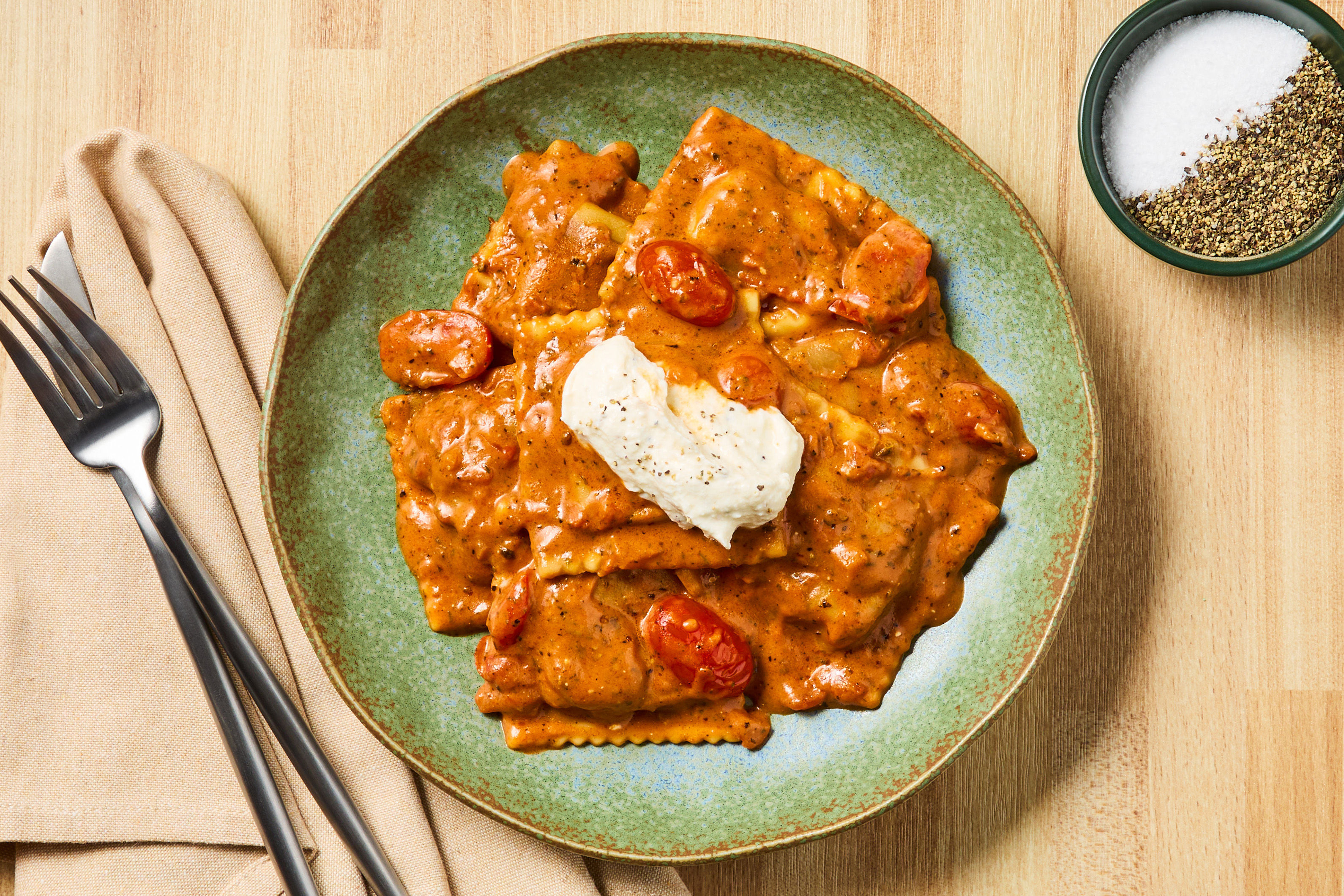 Creamy Tomato Sirloin Steak & Mushroom Ravioli