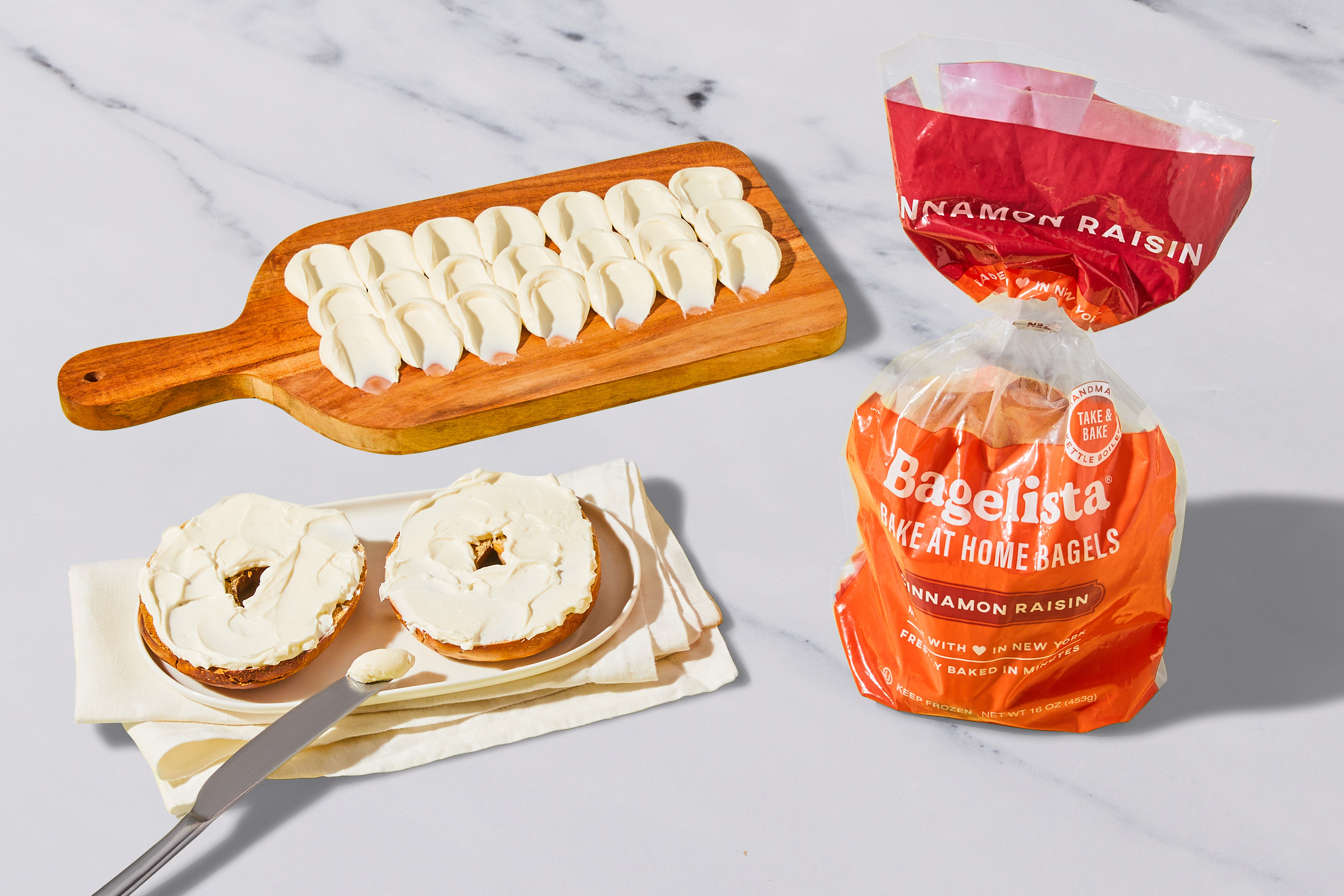 Cinnamon Raisin Bagels and Cream Cheese