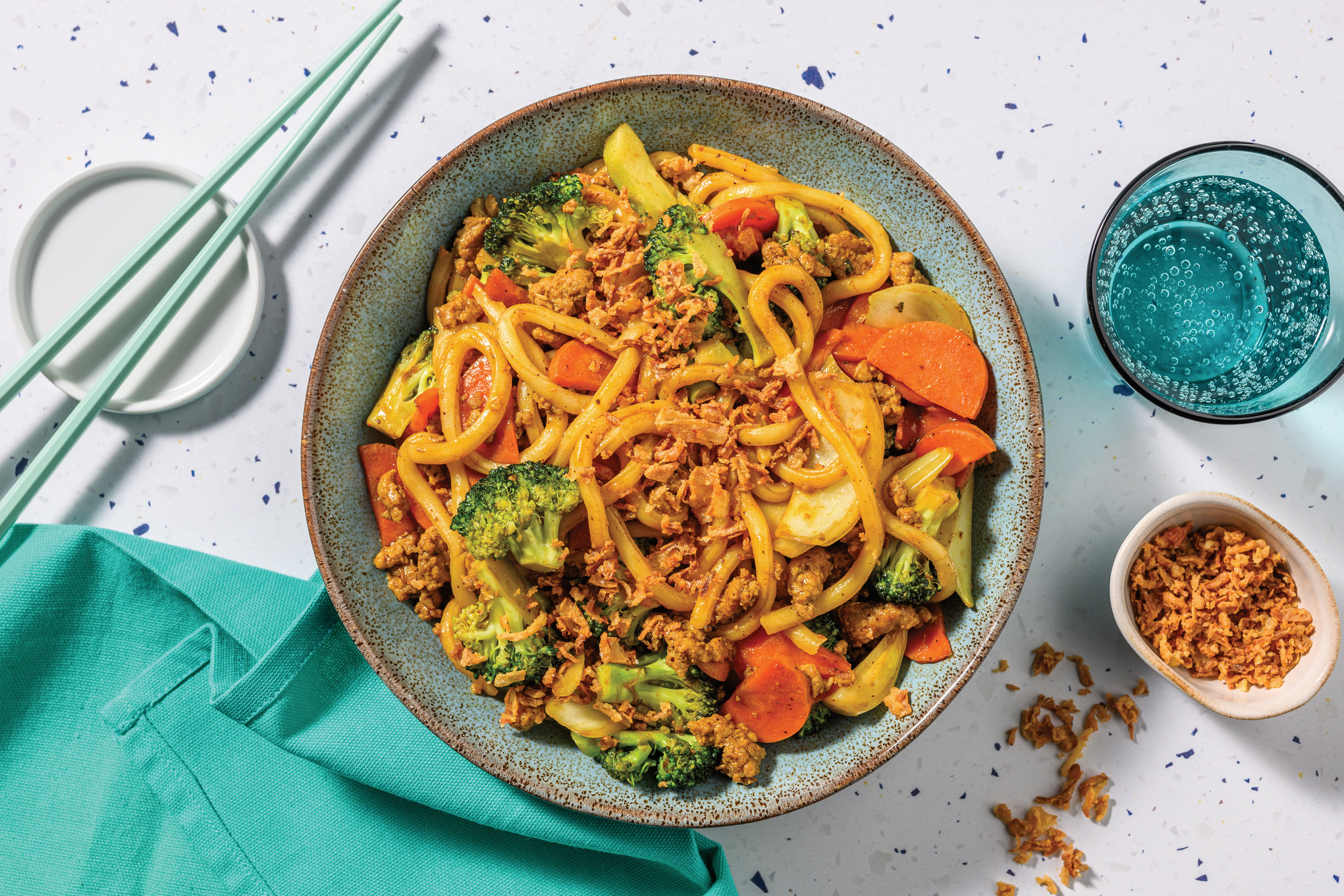 Hawker-Style Pork & Veggie Udon Noodles
