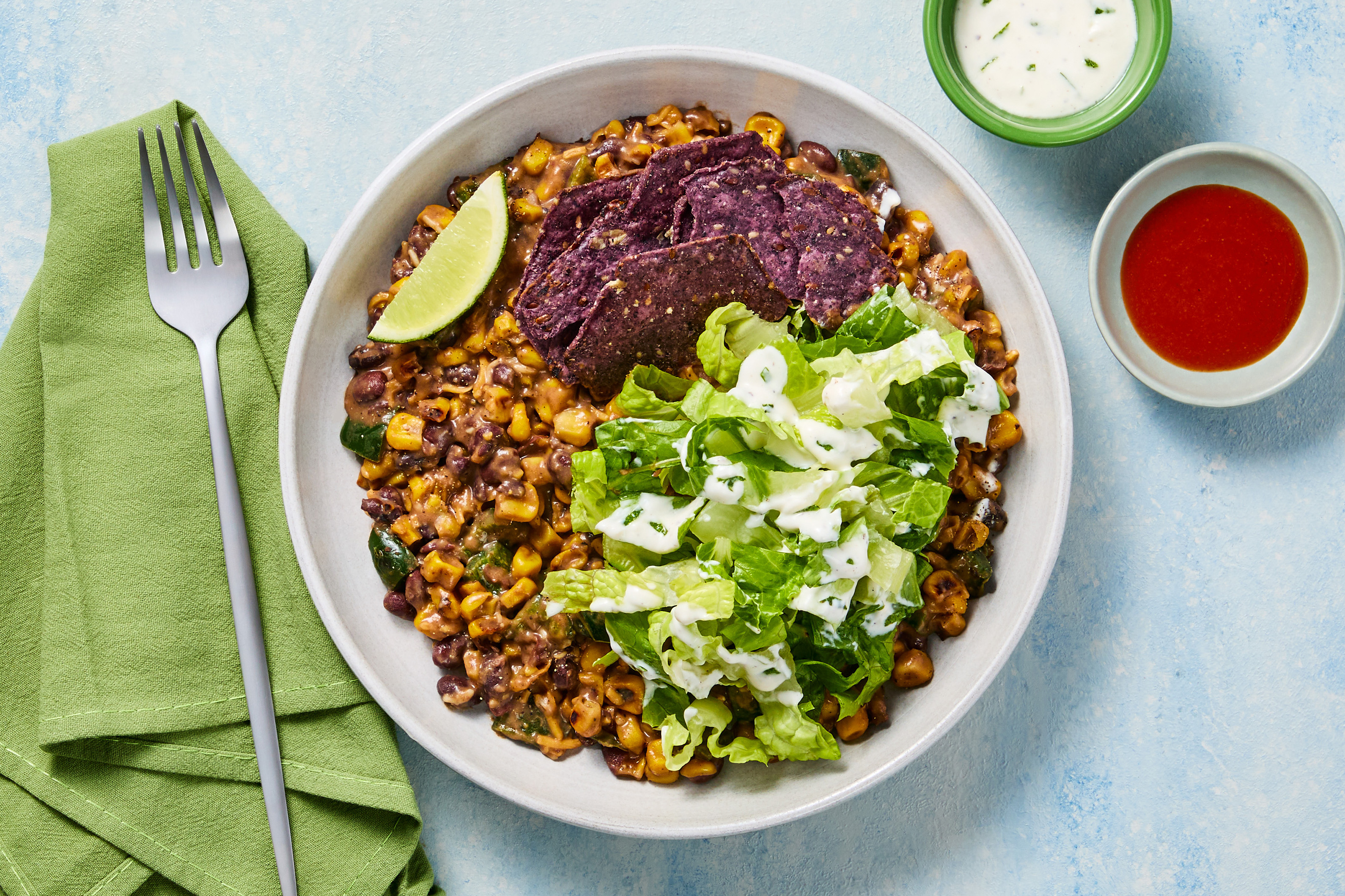 Cheesy Black Bean Tortilla Crunch Skillet