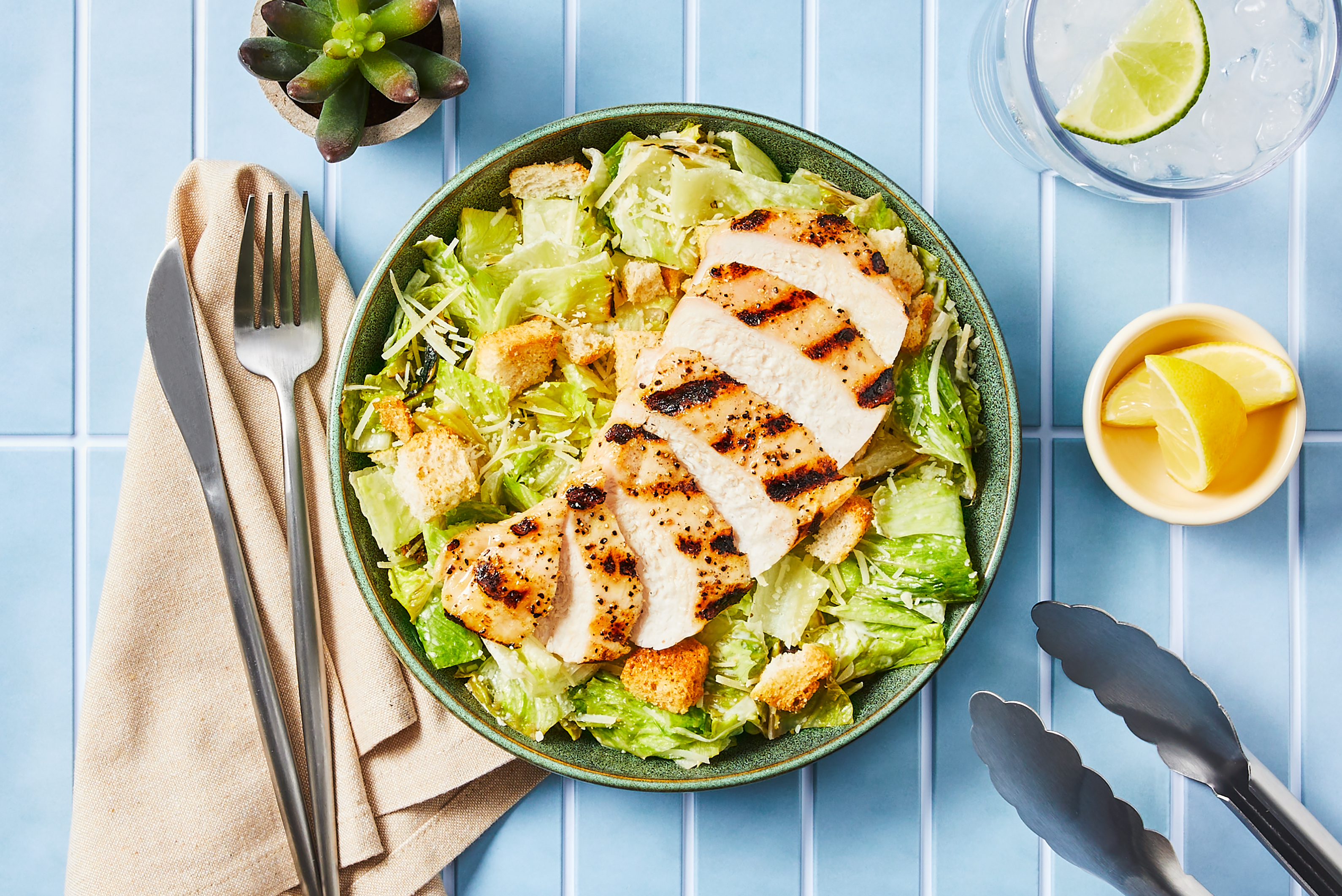 Grilled Lemon Chicken Caesar Salad