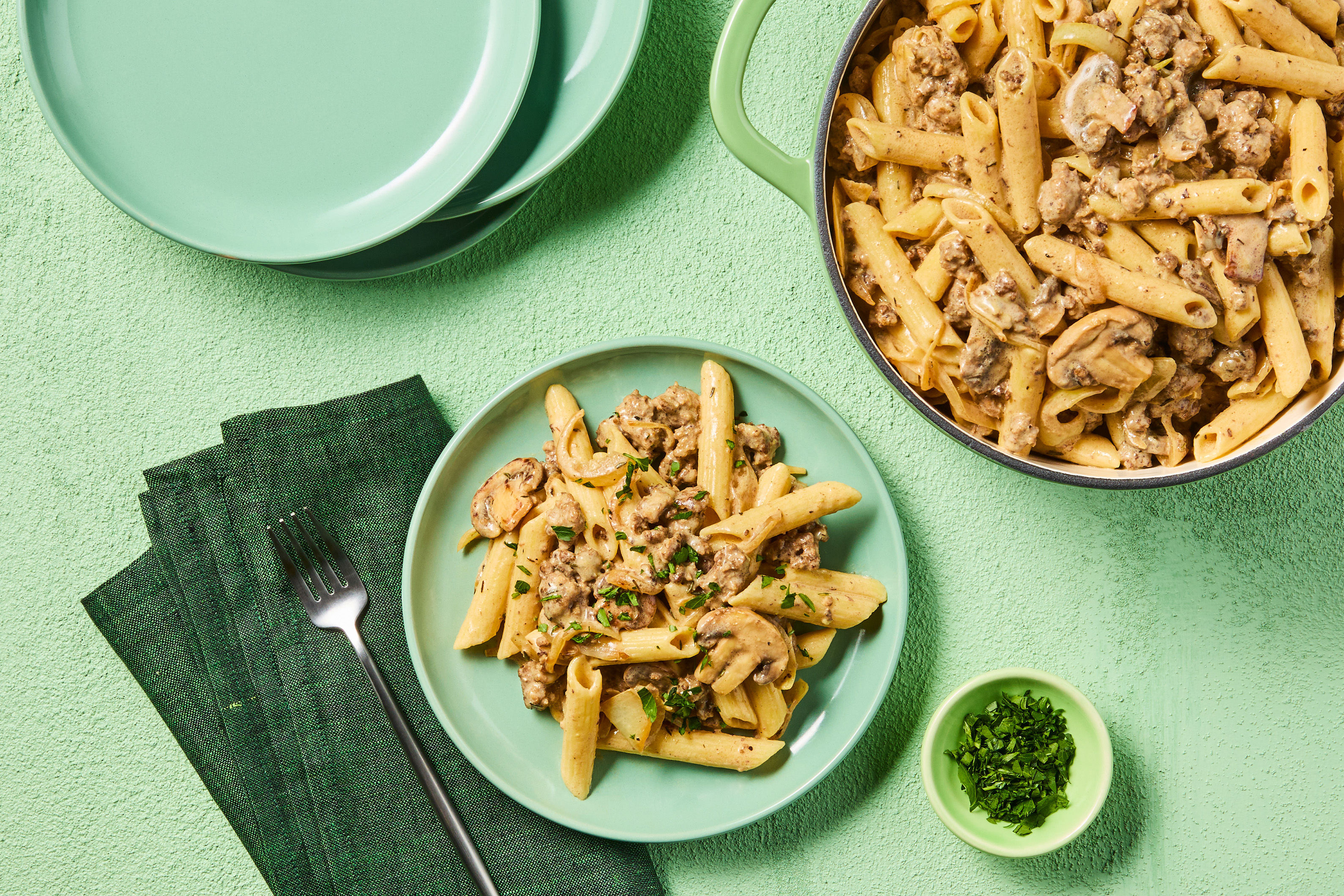 Creamy Mushroom & Beef Penne