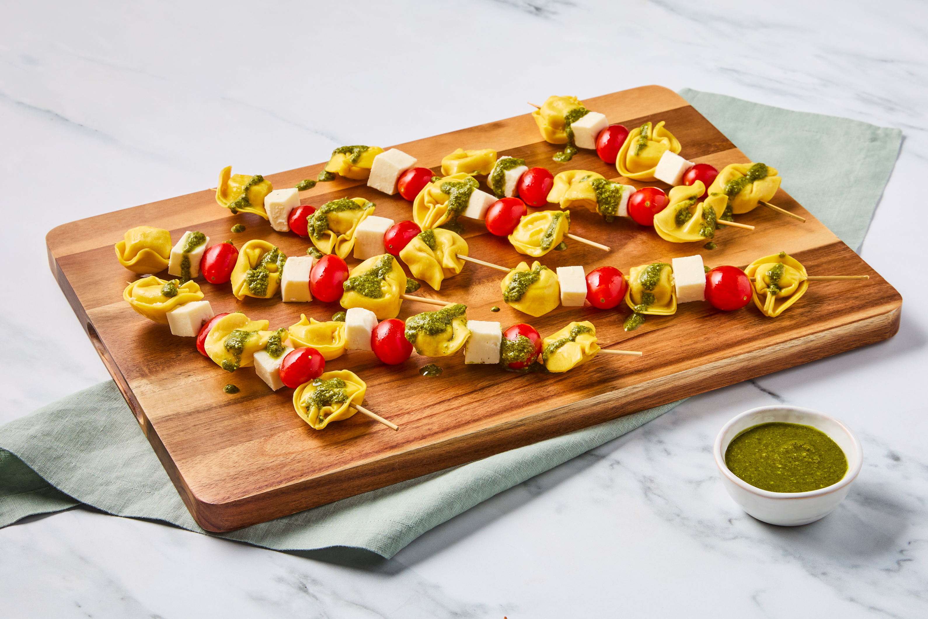 Pesto Pasta Salad Skewers