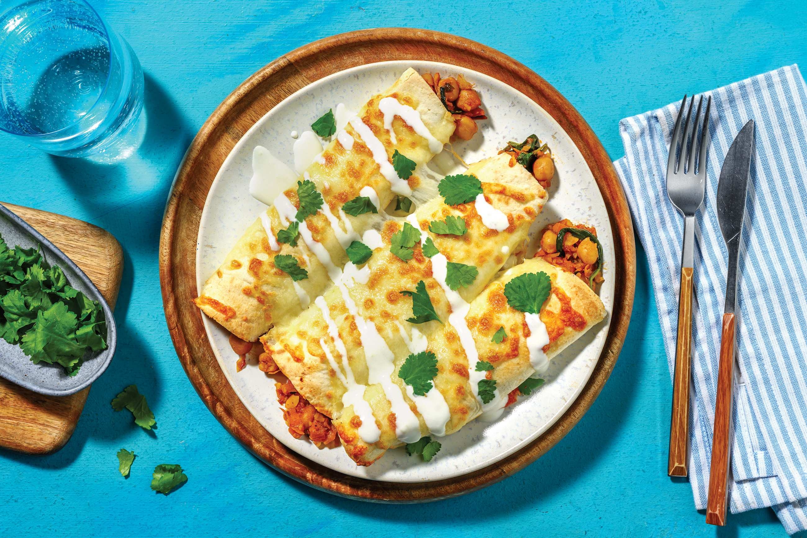 Mexican Smashed Cannellini Bean Enchiladas
