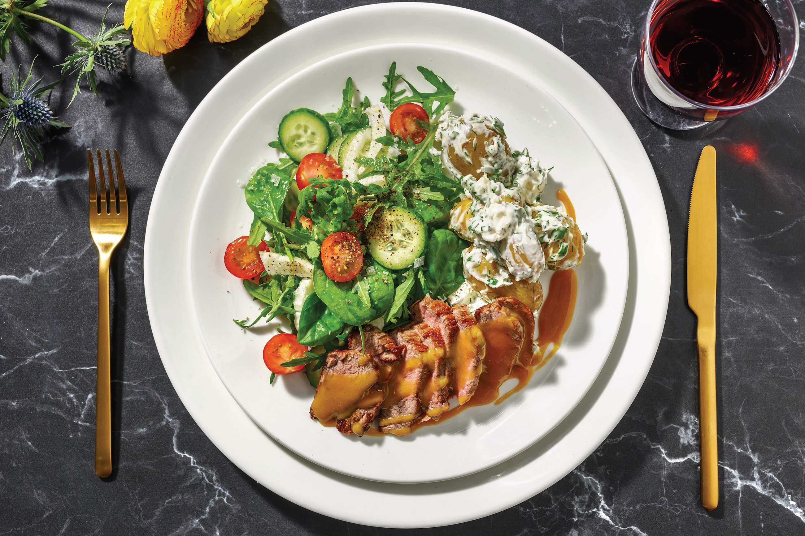 Sticky Porterhouse Steak & Cherry Tomato Salad
