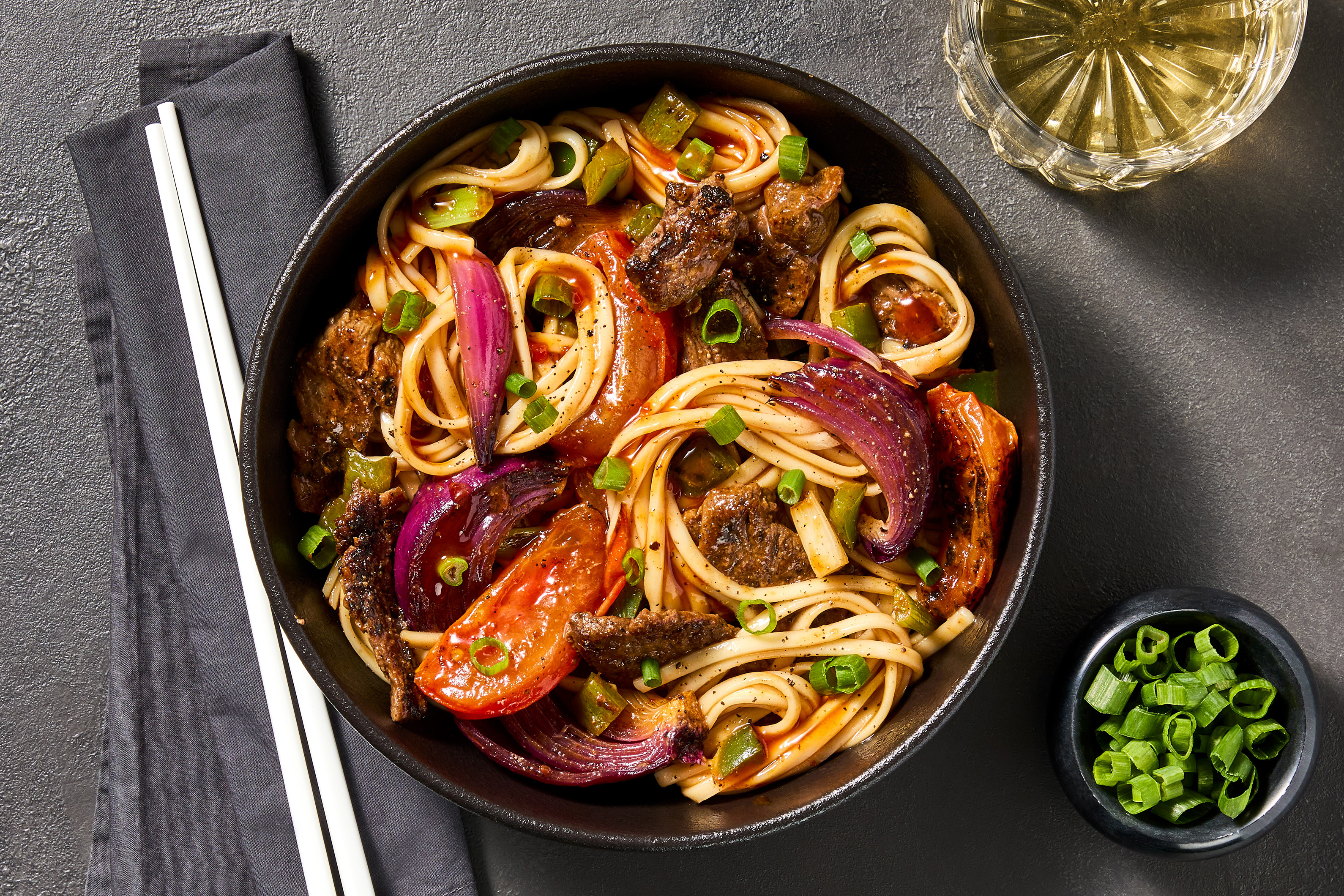 Tangy Grass-Fed Rib-Eye Steak Lo Mein