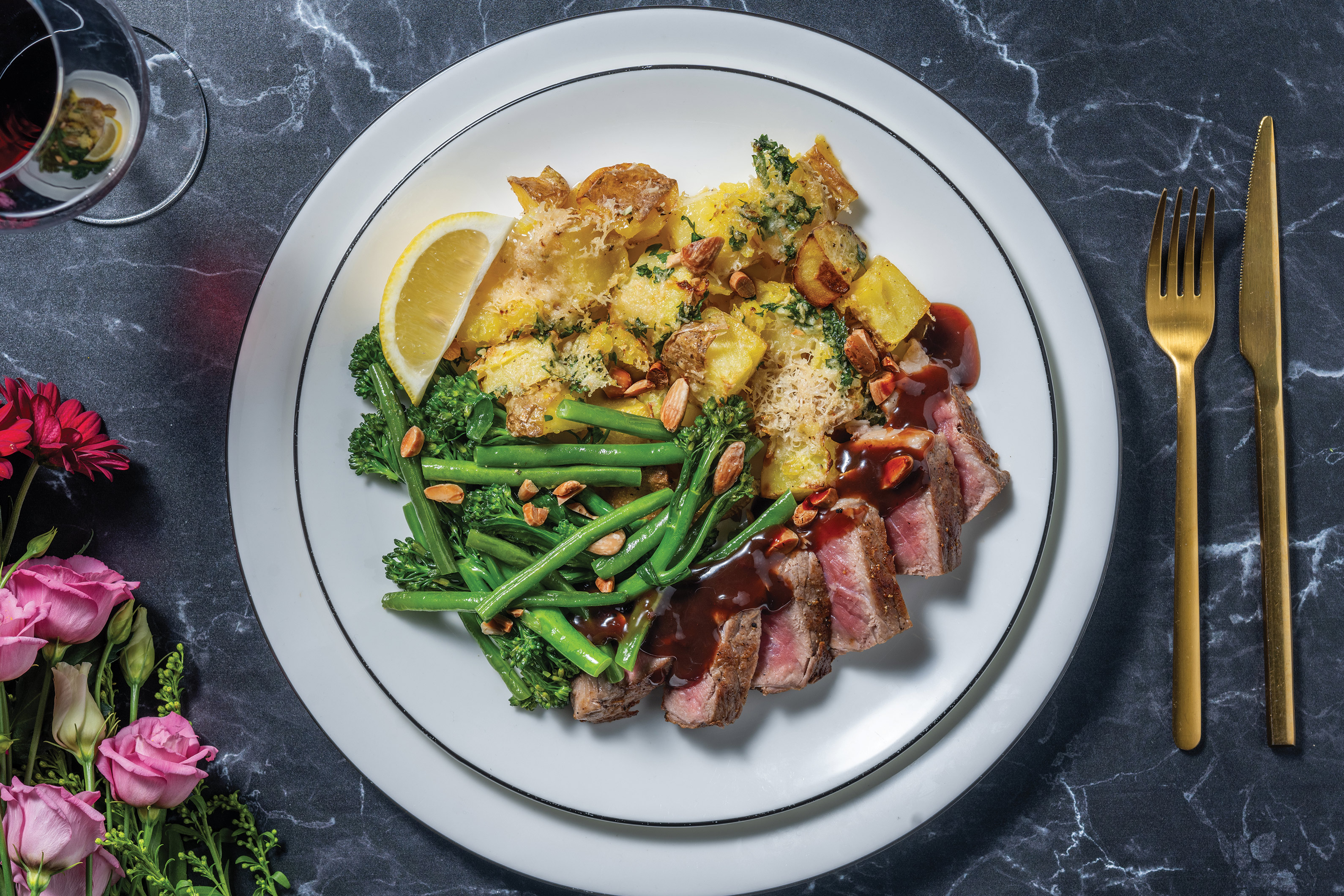 Cherry-Glazed Venison & Lemony Greens