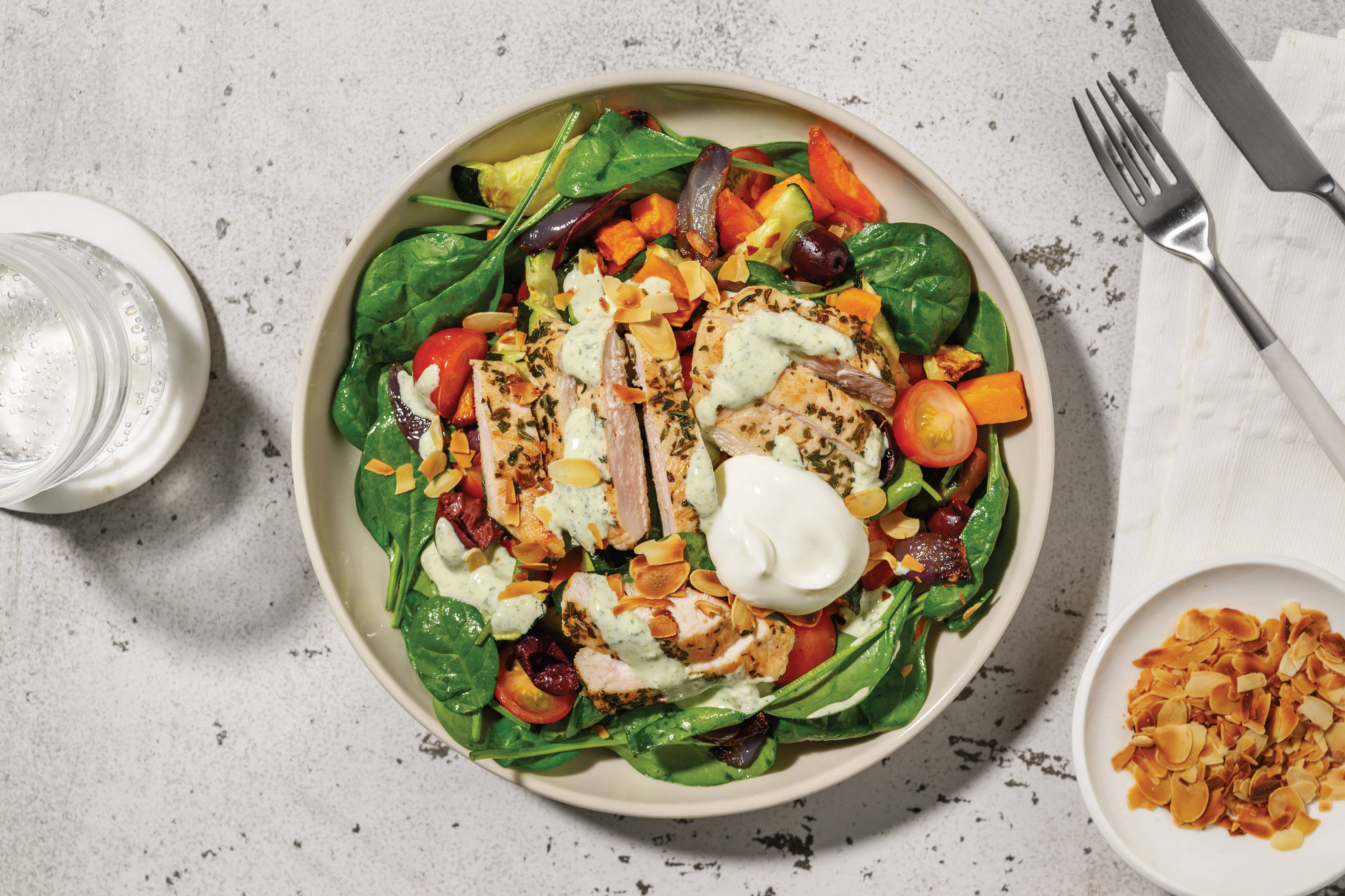 Garlic Prawns & Veggie-Olive Toss