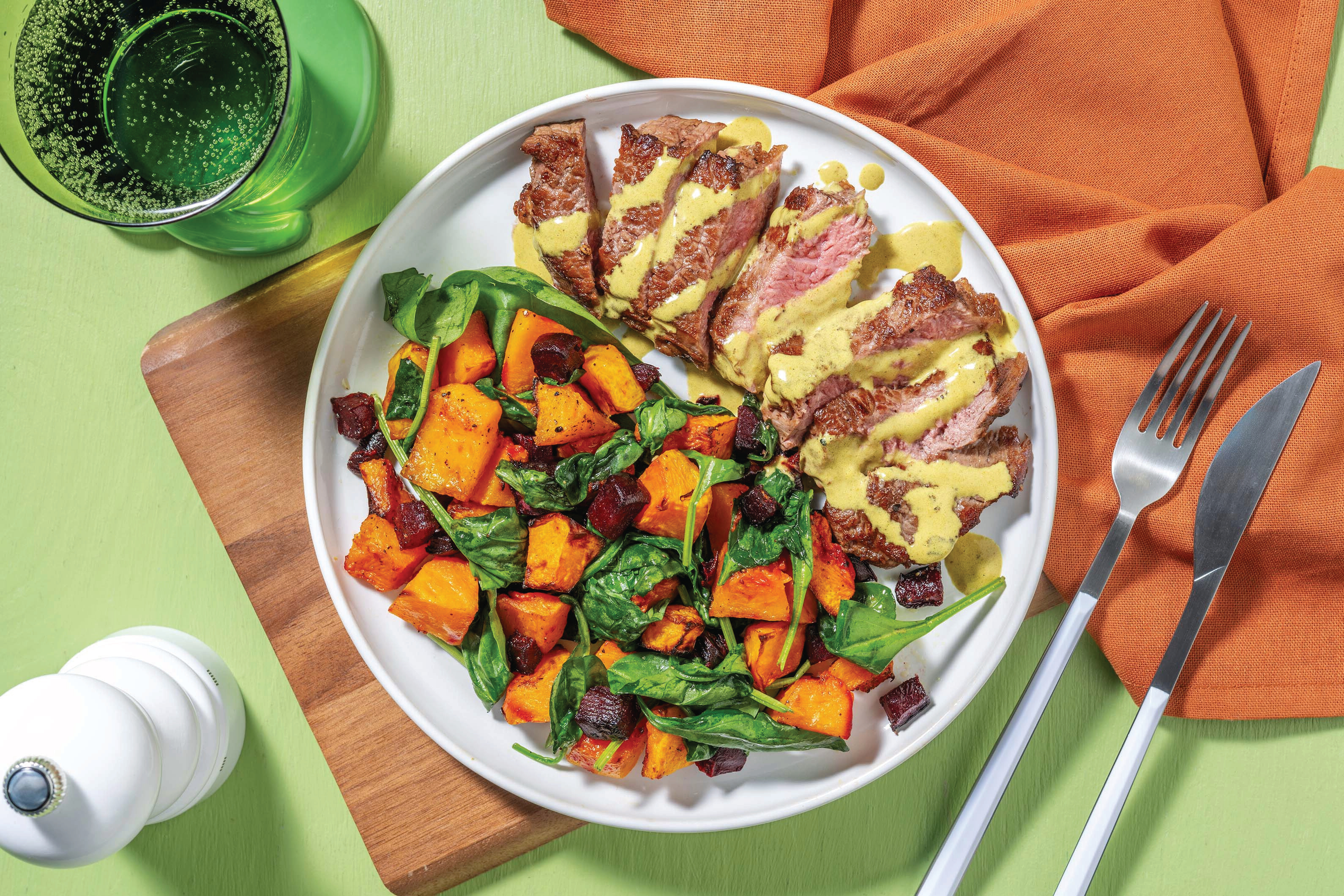 Quick Double Seared Beef & Mumbai Coconut Sauce