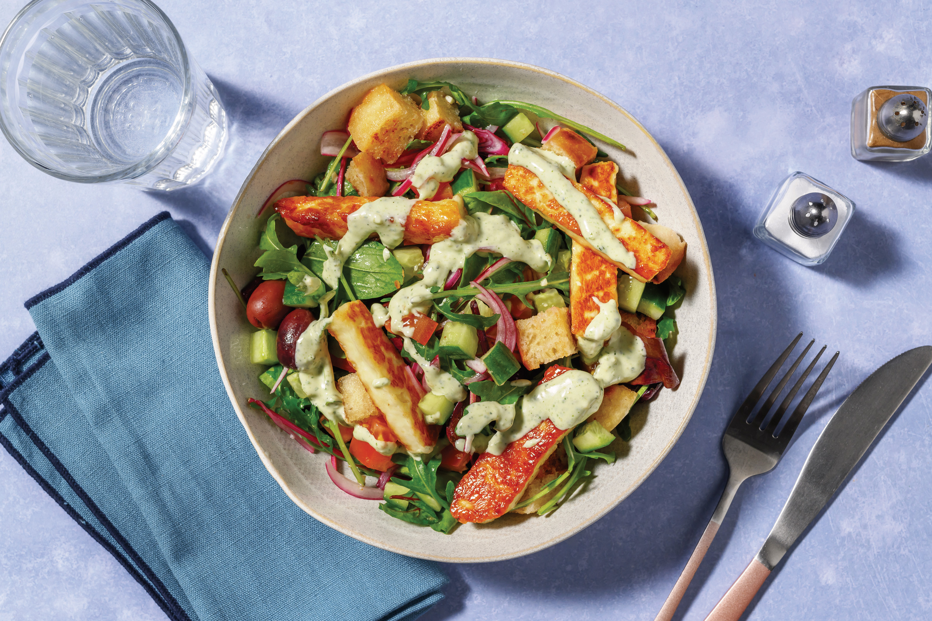 Mediterranean Haloumi & Olive Salad Bowl