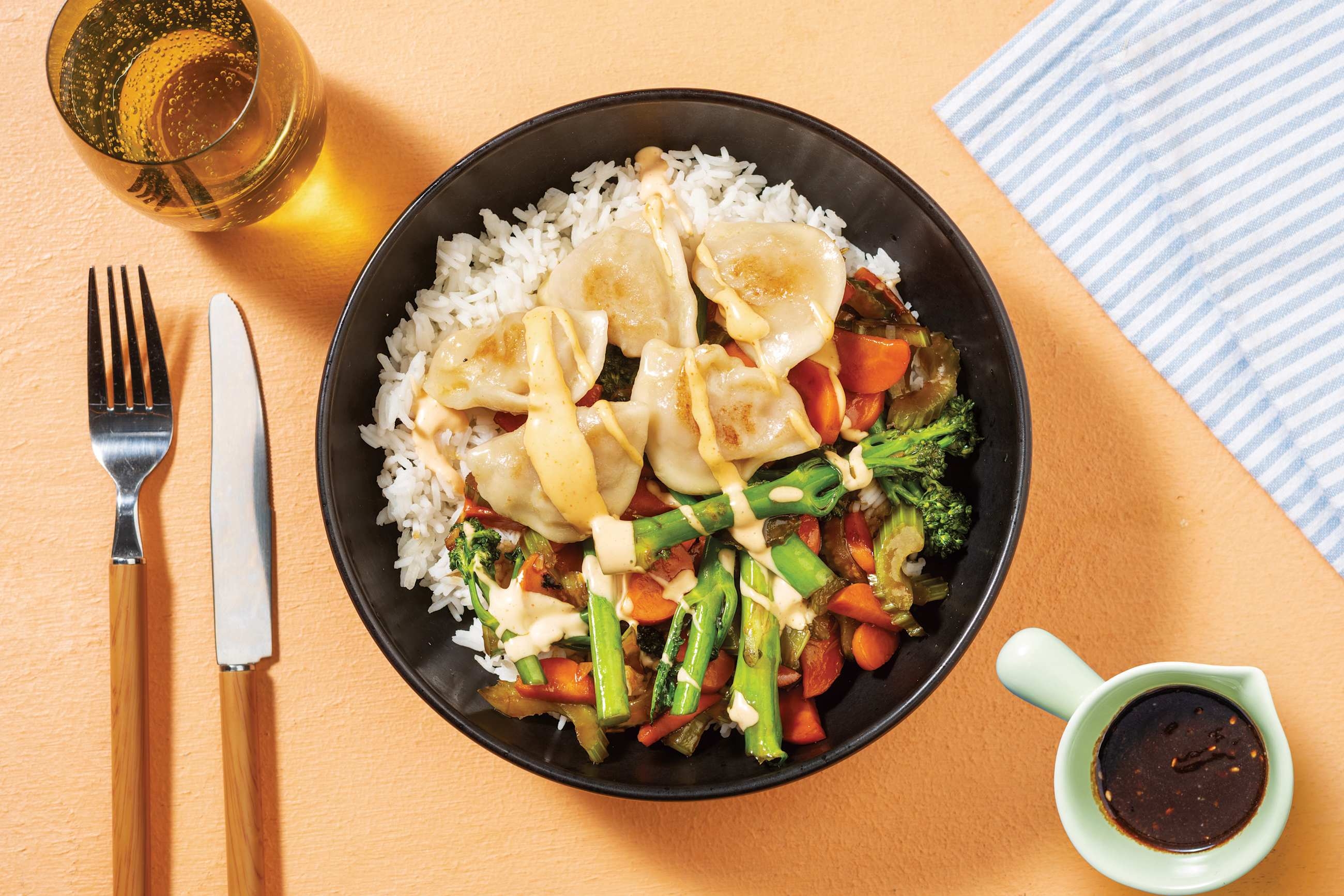 Double Veggie Dumplings & Baby Broccoli Stir-Fry
