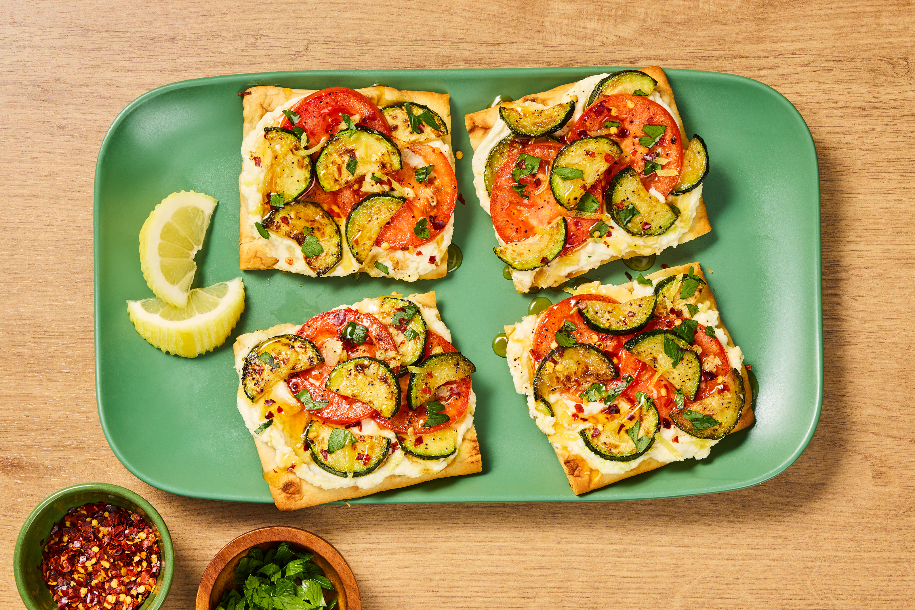 Zucchini, Tomato & Bacon Flatbreads
