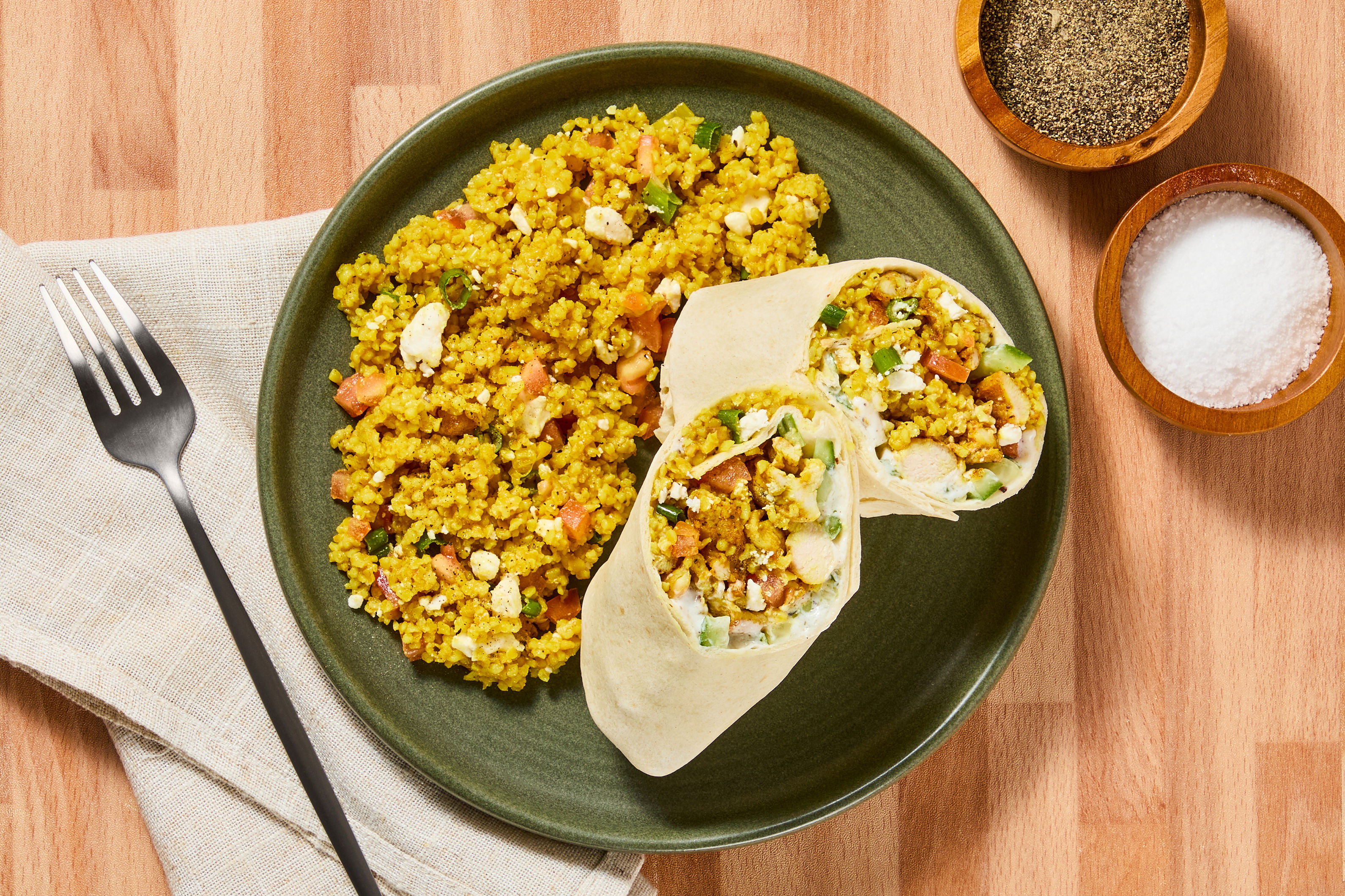 Shawarma-Spiced Chicken & Feta Wraps