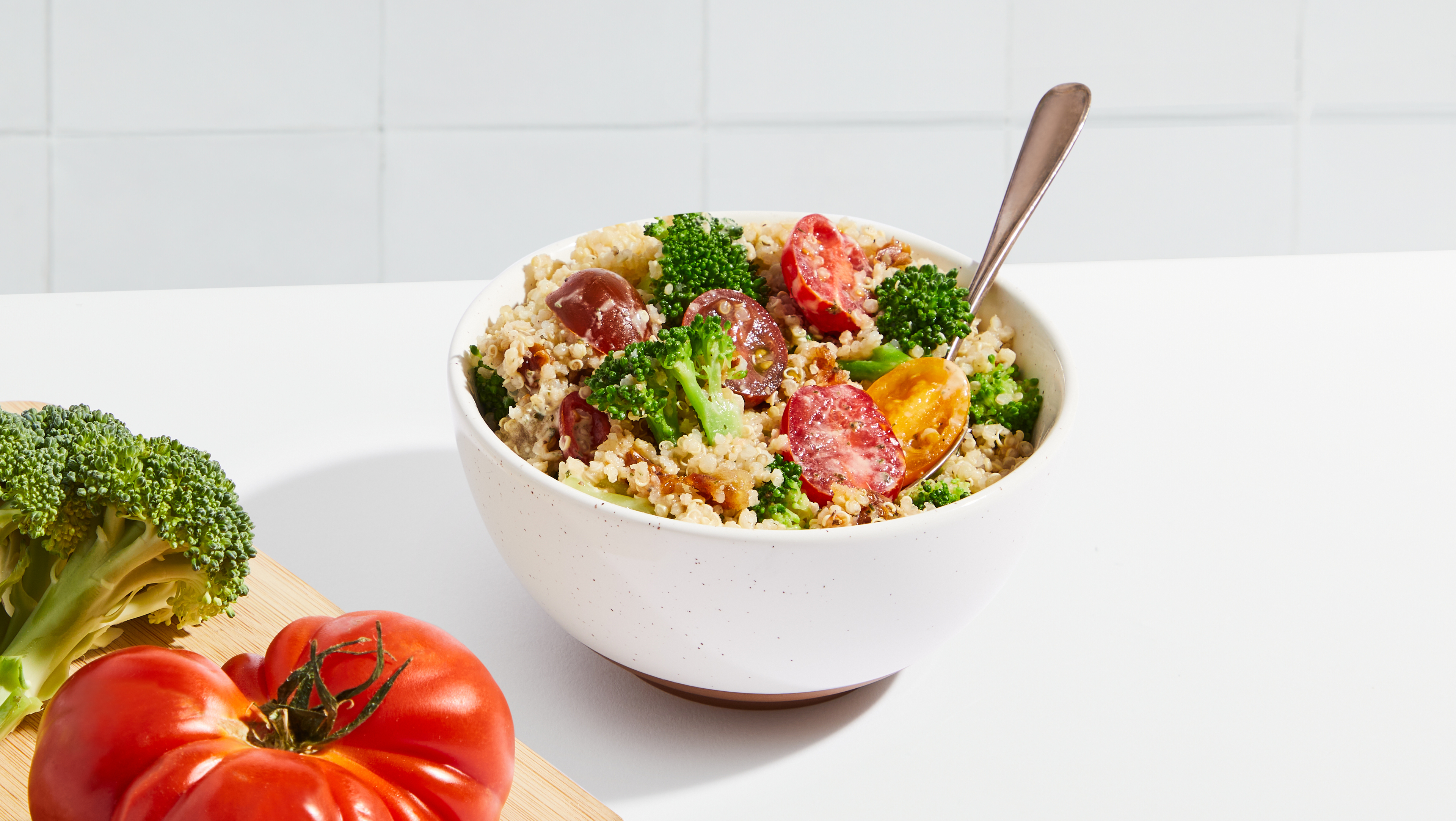 Broccoli Quinoa with Heirloom Tomatoes
