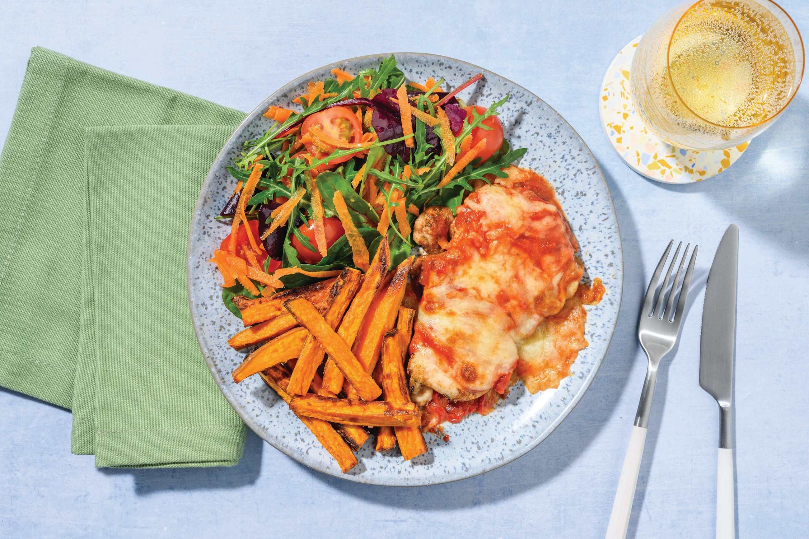 Cheesy Tex-Mex Chicken & Sweet Potato Fries