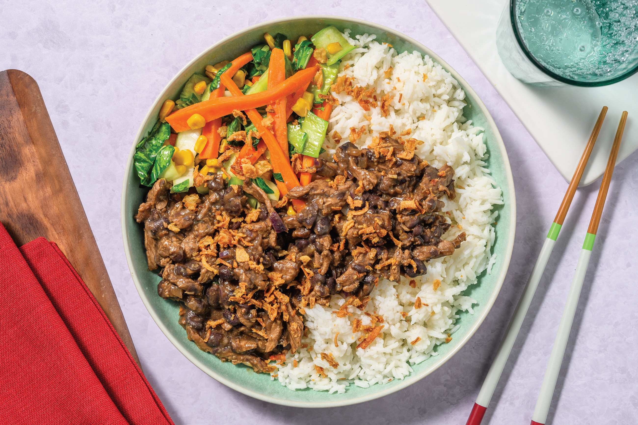Beef Brisket in Black Bean Sauce & Garlic Veggies