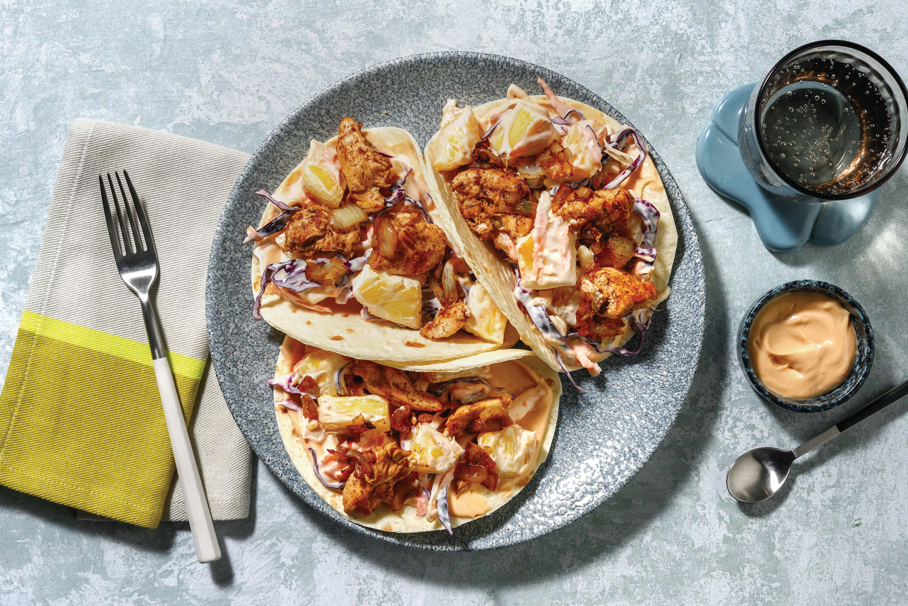 HelloHero: Caribbean Chicken & Slaw Tacos