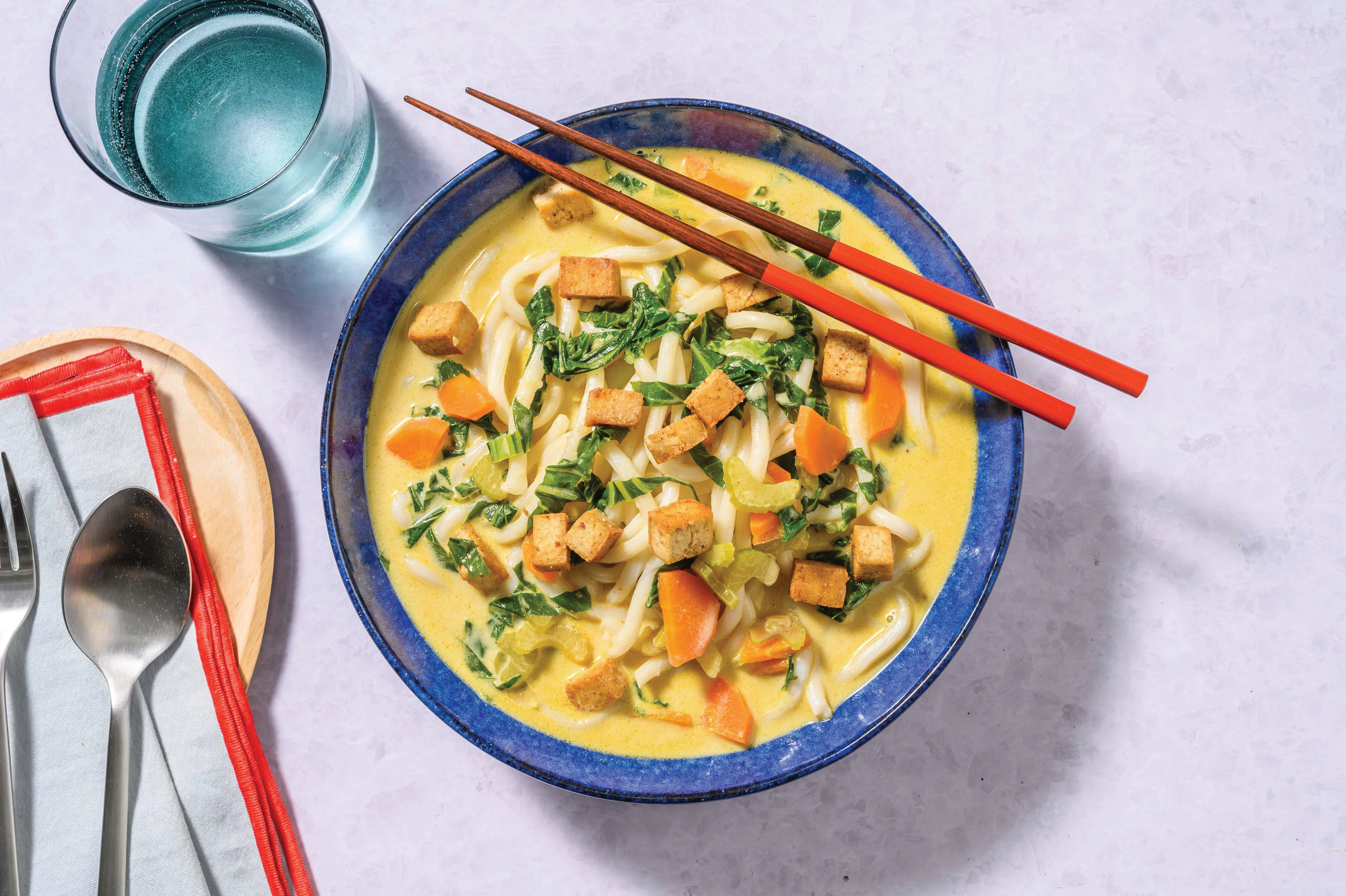 Laksa-Style Tofu & Prawn Noodle Soup