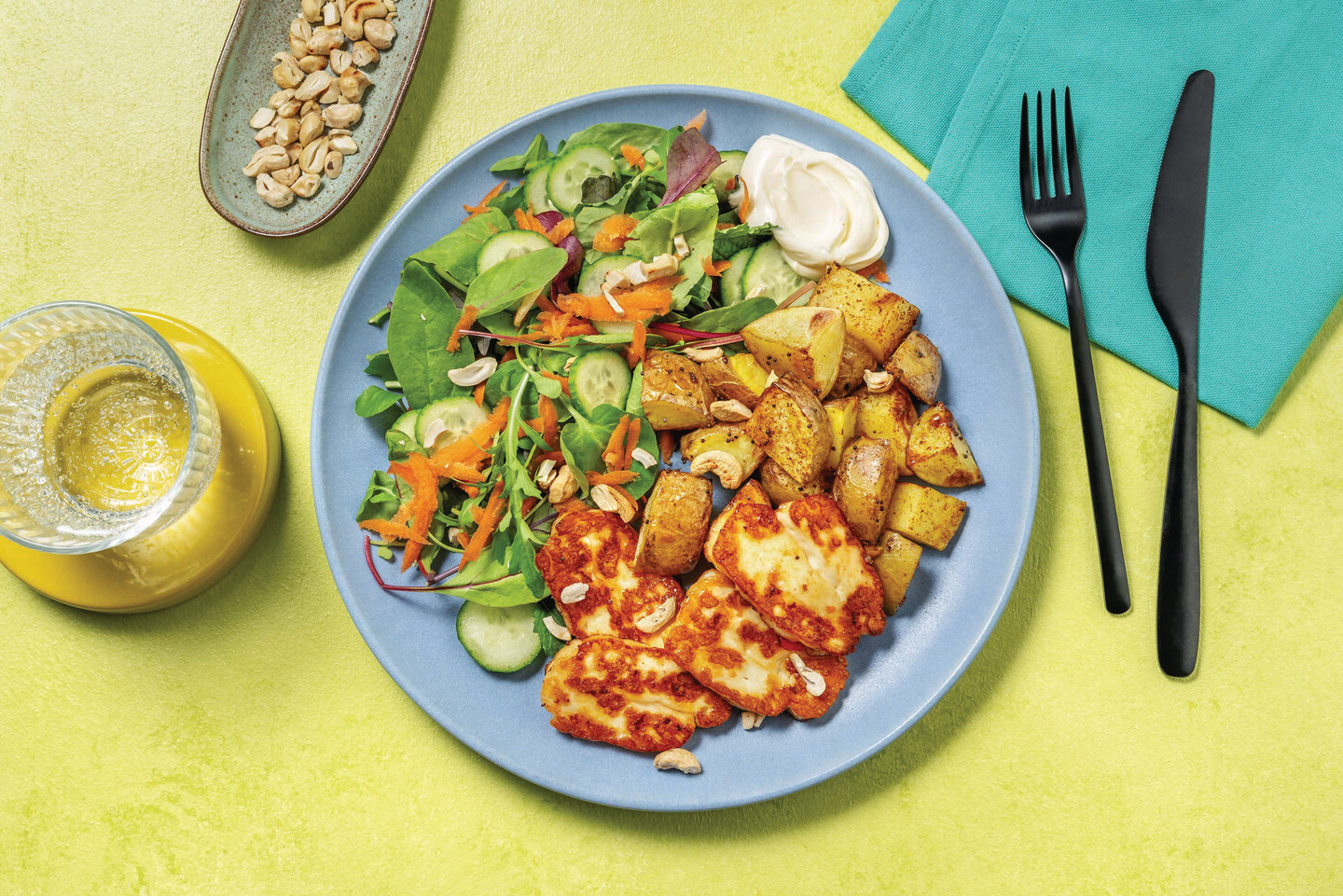 Sticky Haloumi & Spiced Potatoes