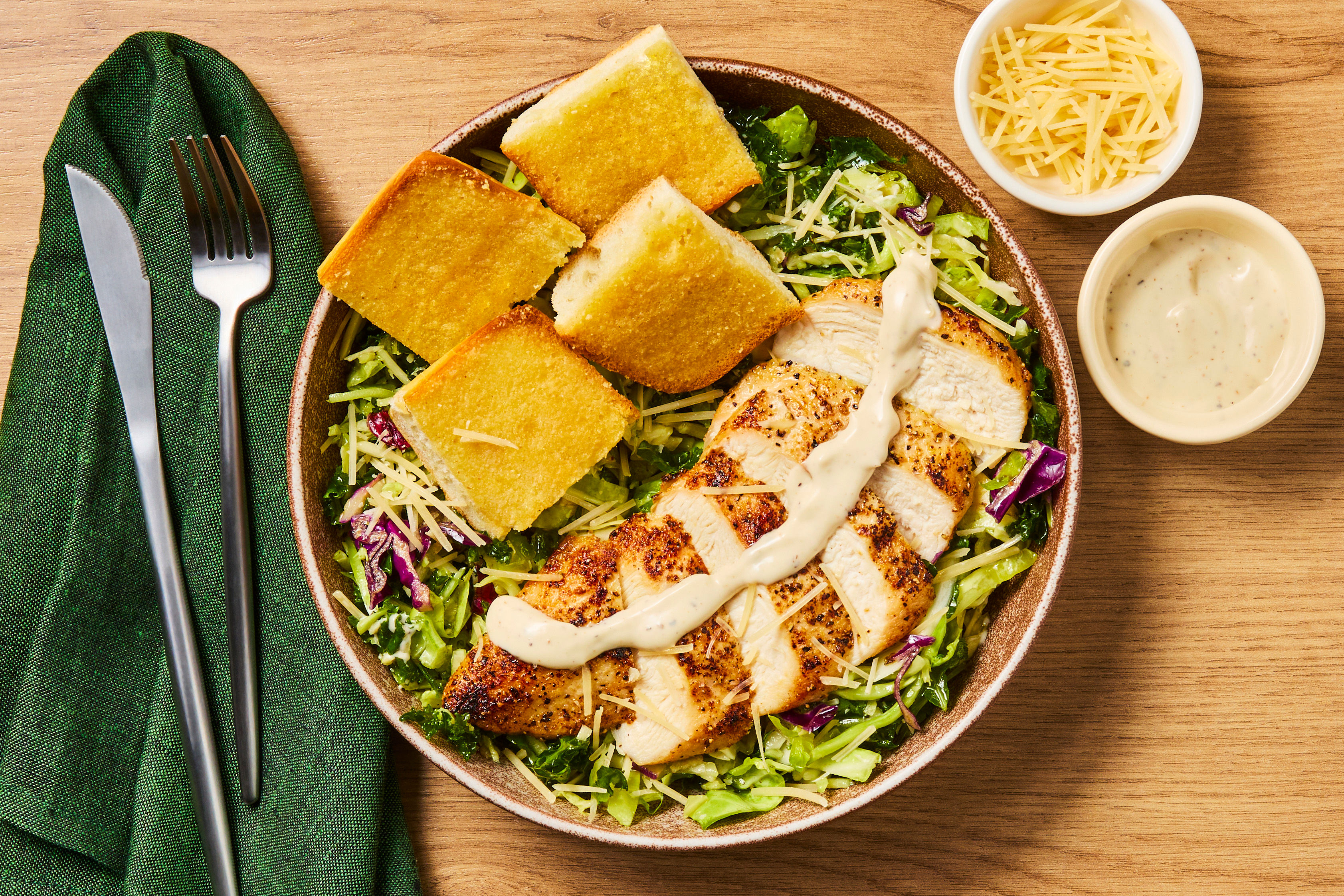 Broccoli-Kale Caesar with Chicken