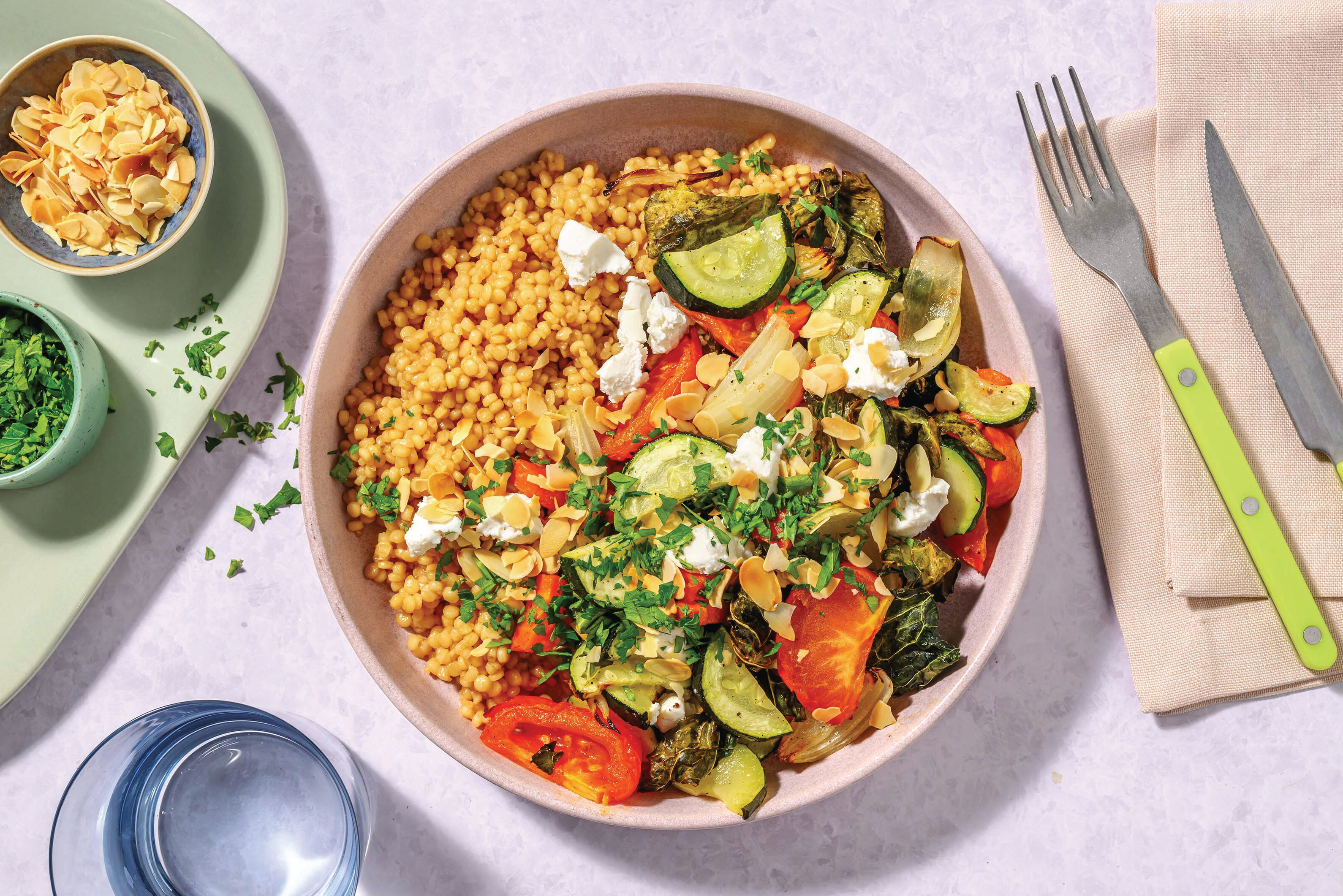 Rustic Salmon, Roasted Veg & Pearl Couscous