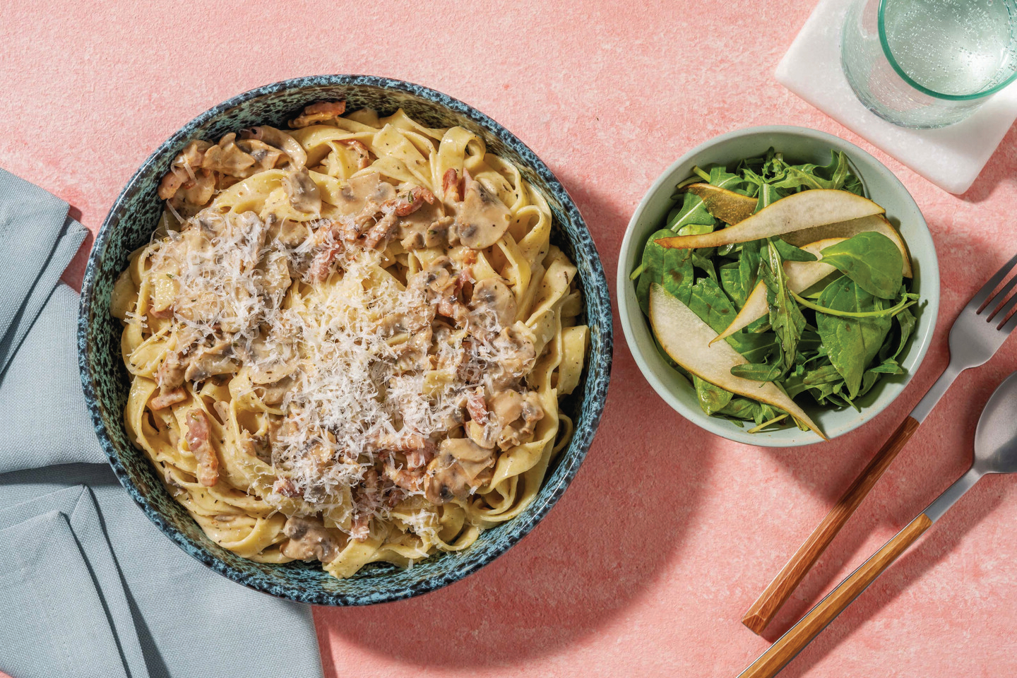 Cheesy Mushroom & Bacon Fettuccine