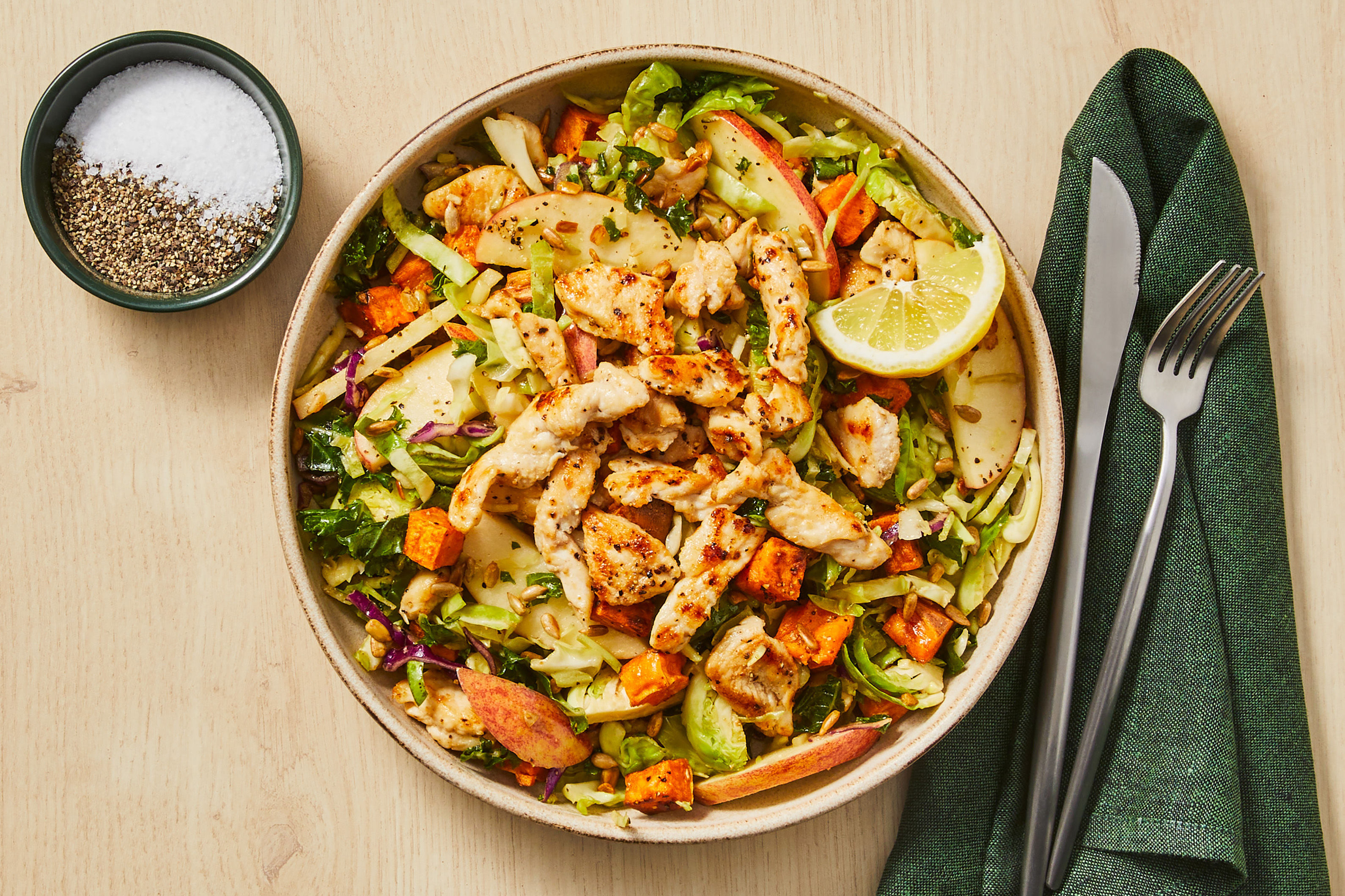 Warm Chicken, Kale & Apple Chopped Salad