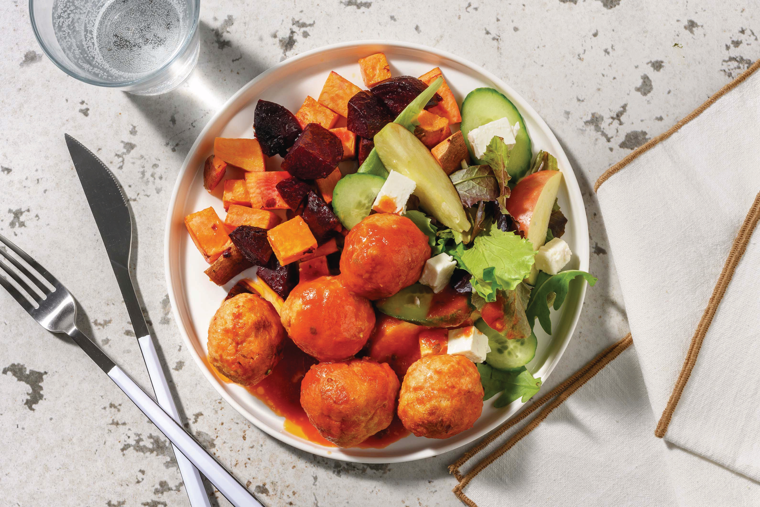 Double Baked Pork Meatballs & Herby Tomato Sauce