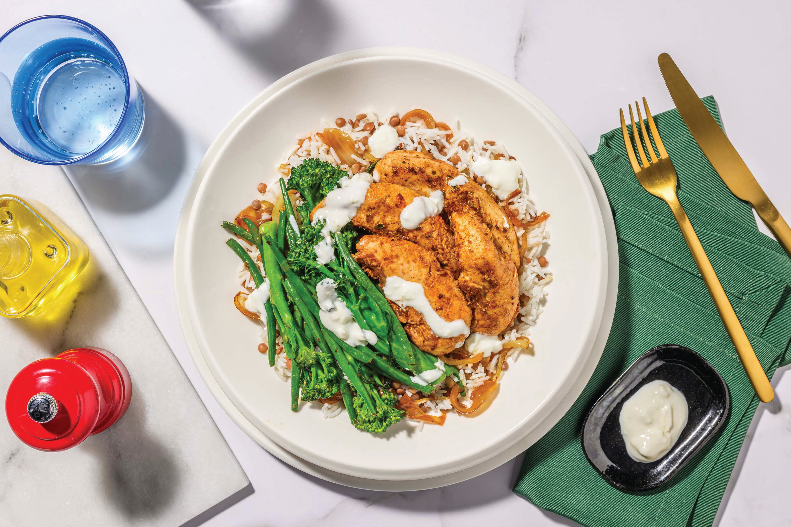 Golden Chicken & Mujadara Rice Bowl