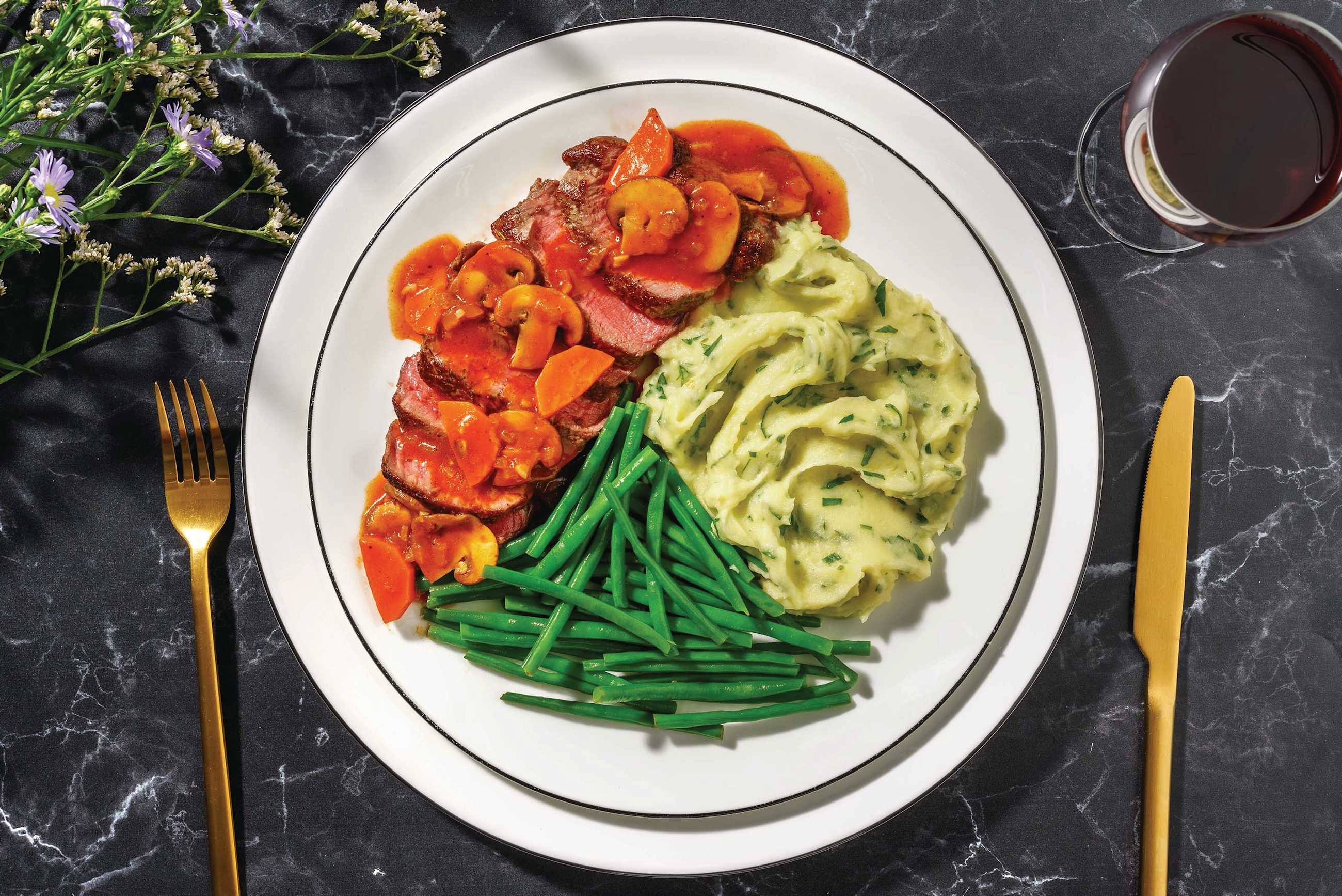 Beef Fillet Steak & Bourguignon Mushroom Sauce