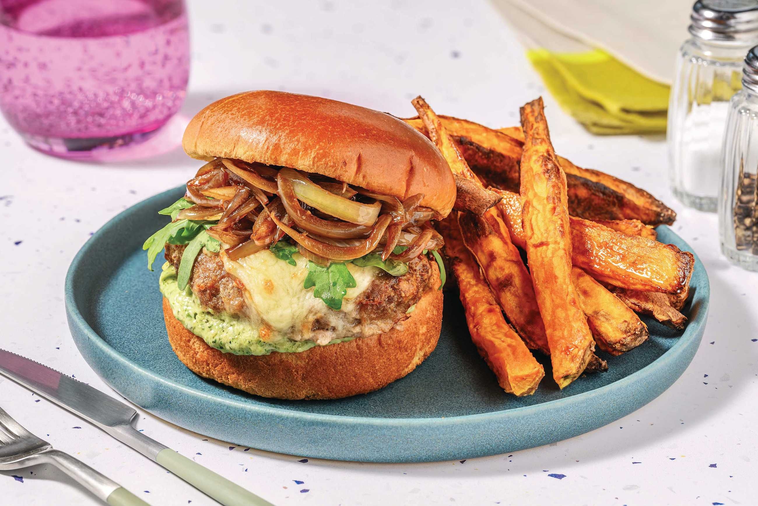 Cheesy Double Beef & Creamy Aioli Burger