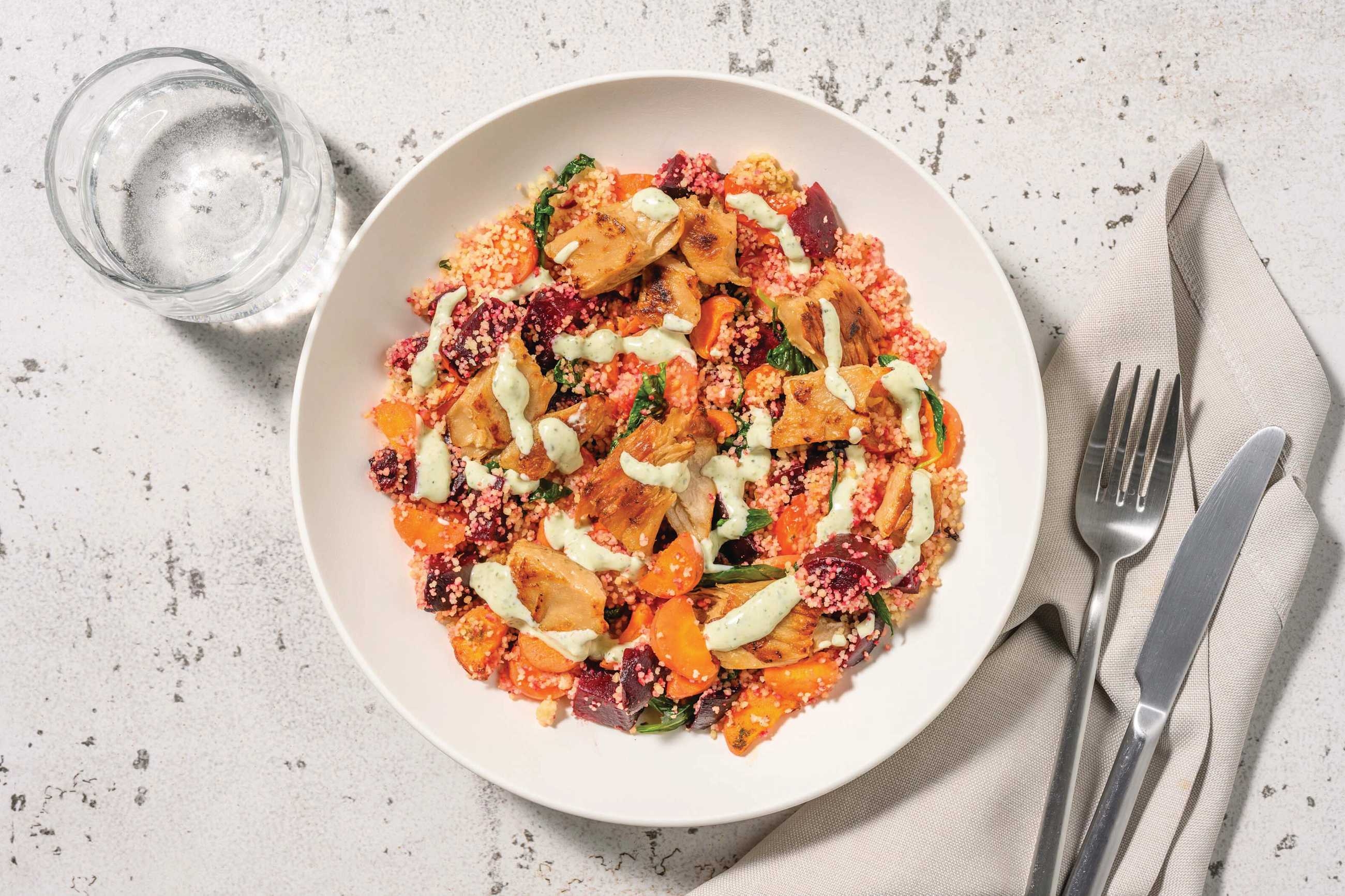 Plant-Based Chick’n & Herby Veggie Couscous