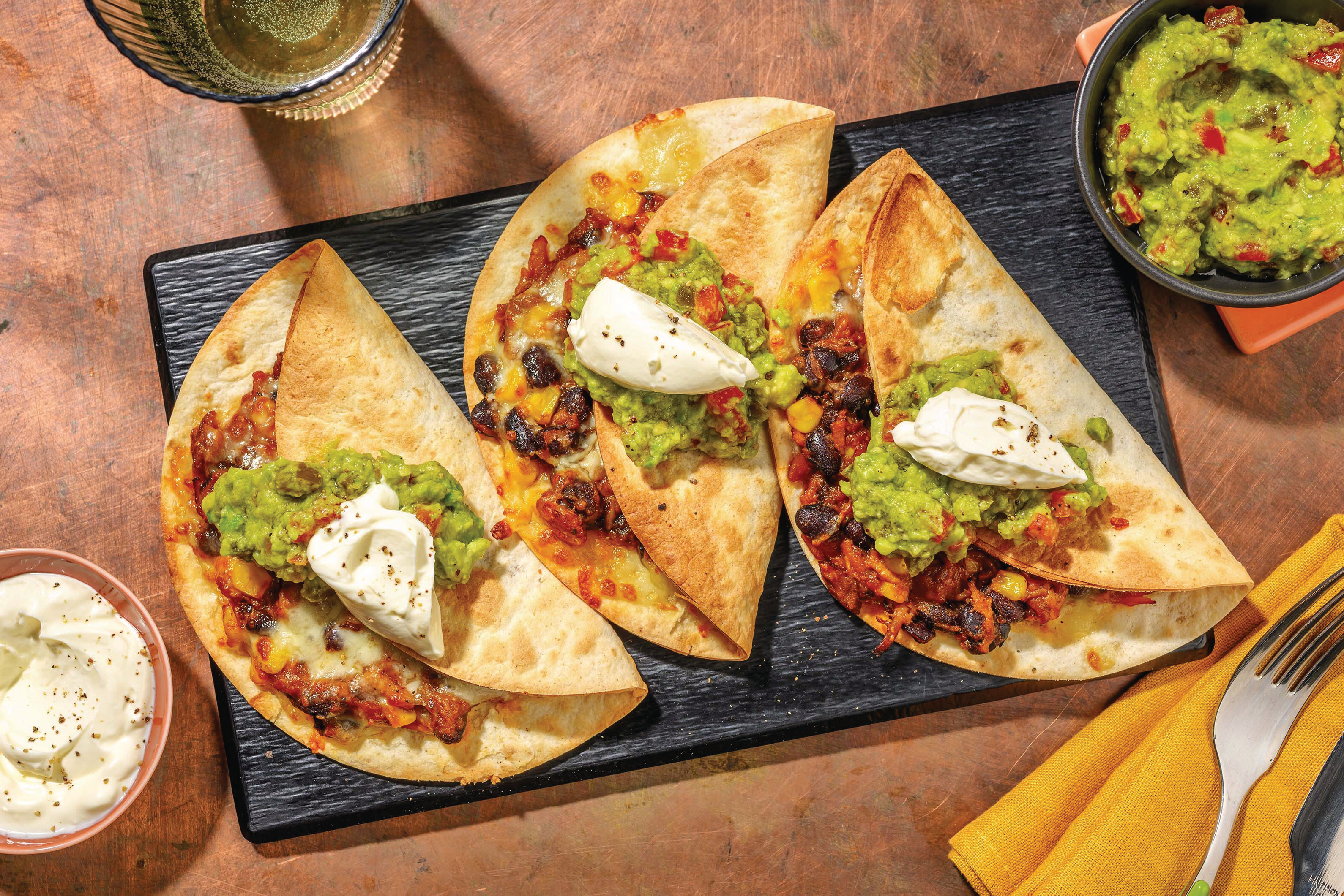 Pulled Pork & Bean Carnitas Quesadillas