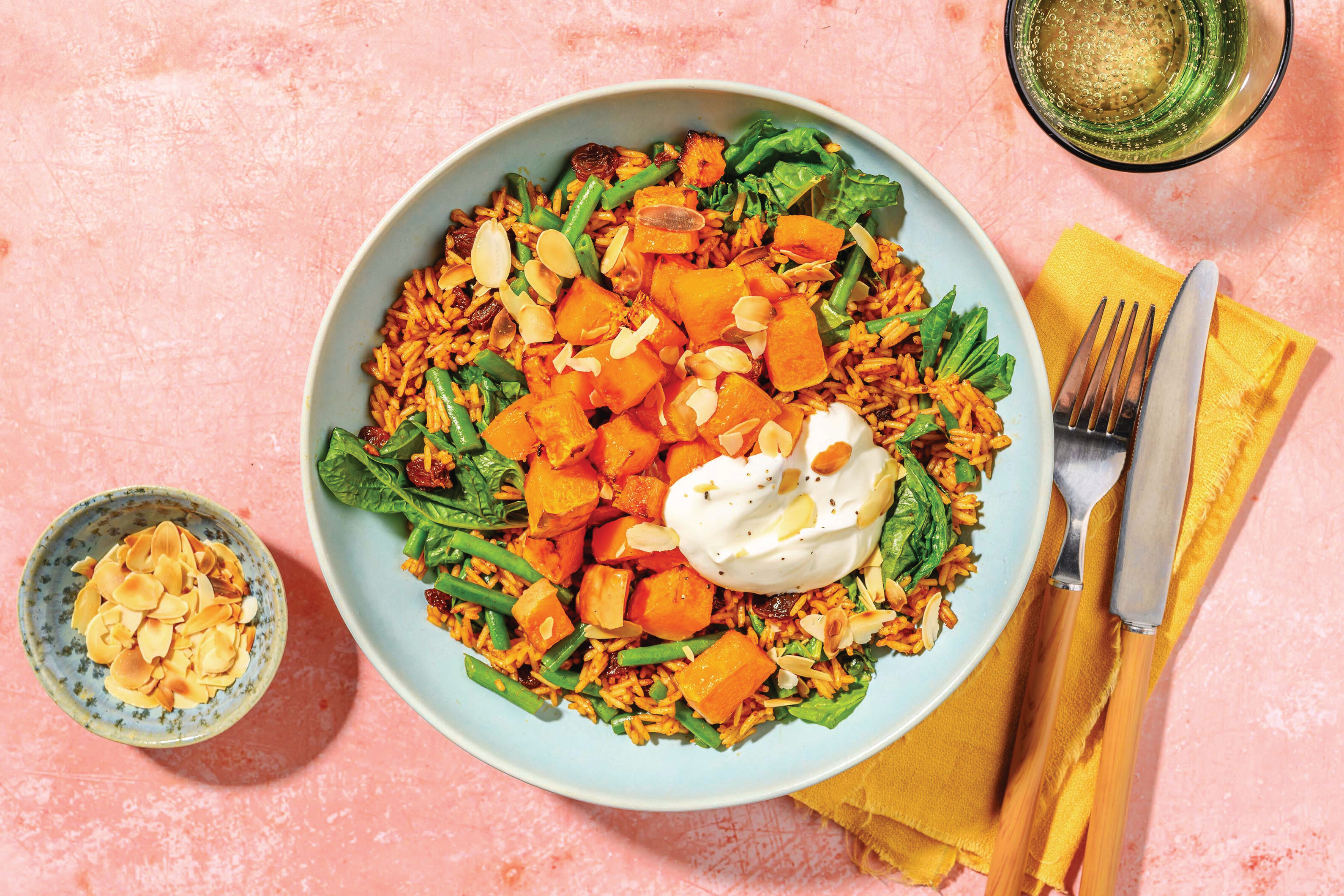 Golden Bengali Roast Pumpkin & Chicken Biryani