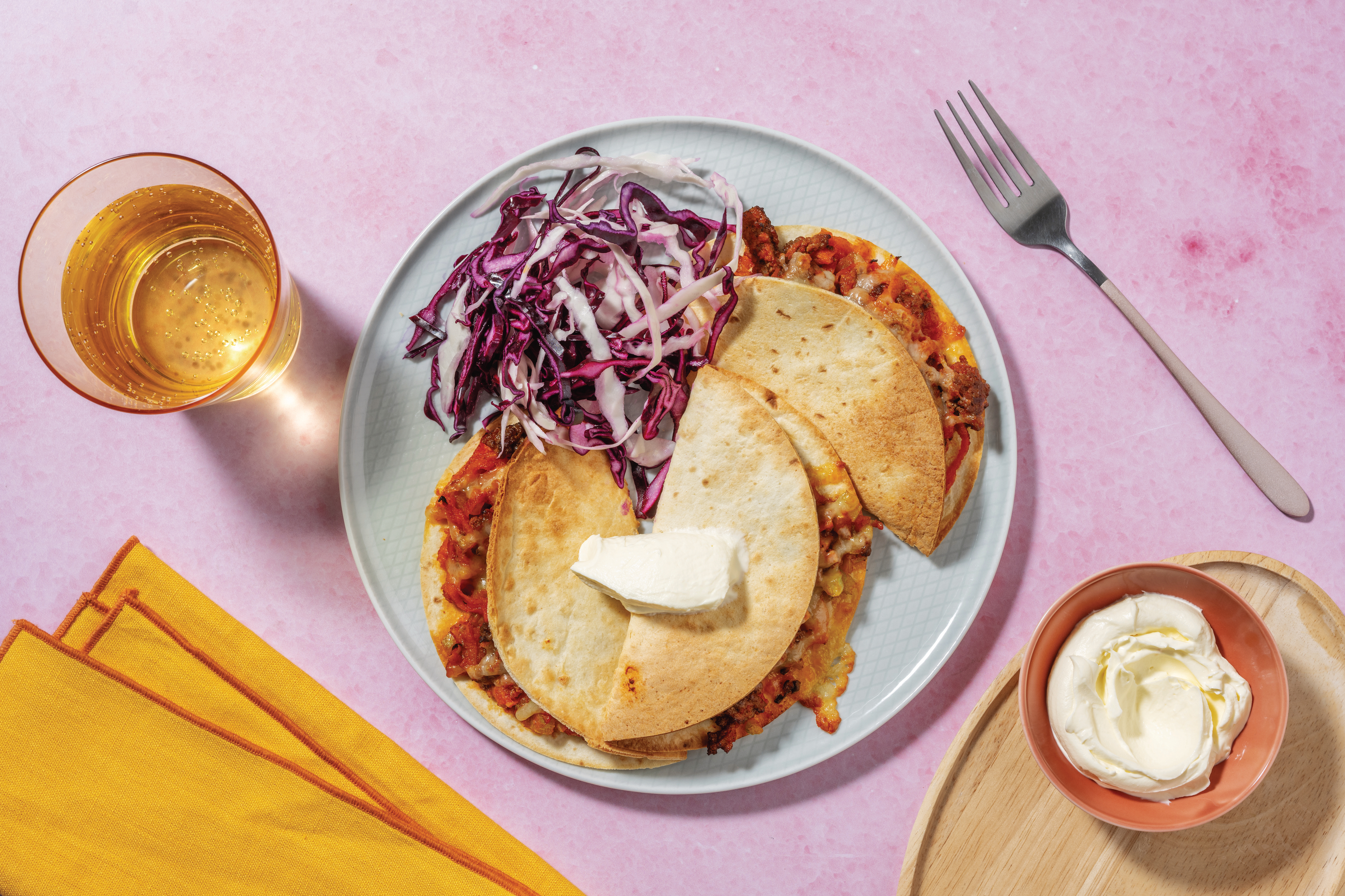 Quick Cheesy Tex-Mex Beef Quesadillas