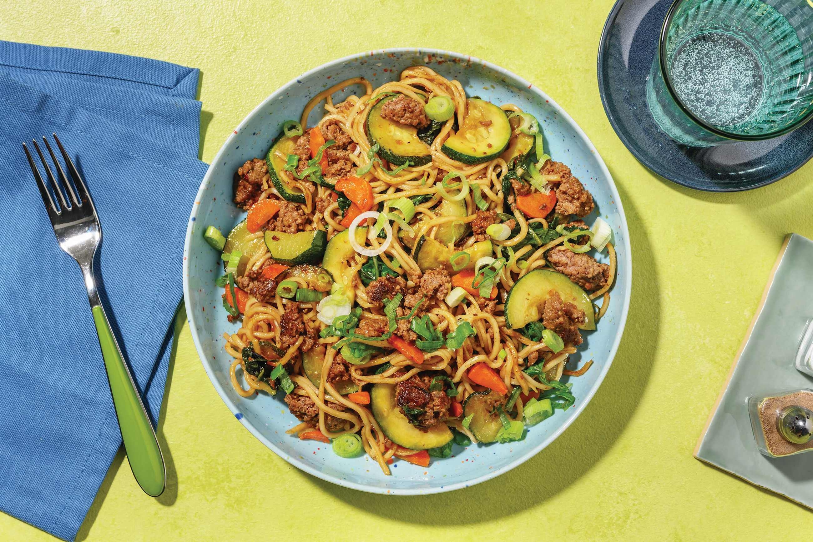 Sweet Soy Beef & Prawns Noodle Stir-Fry