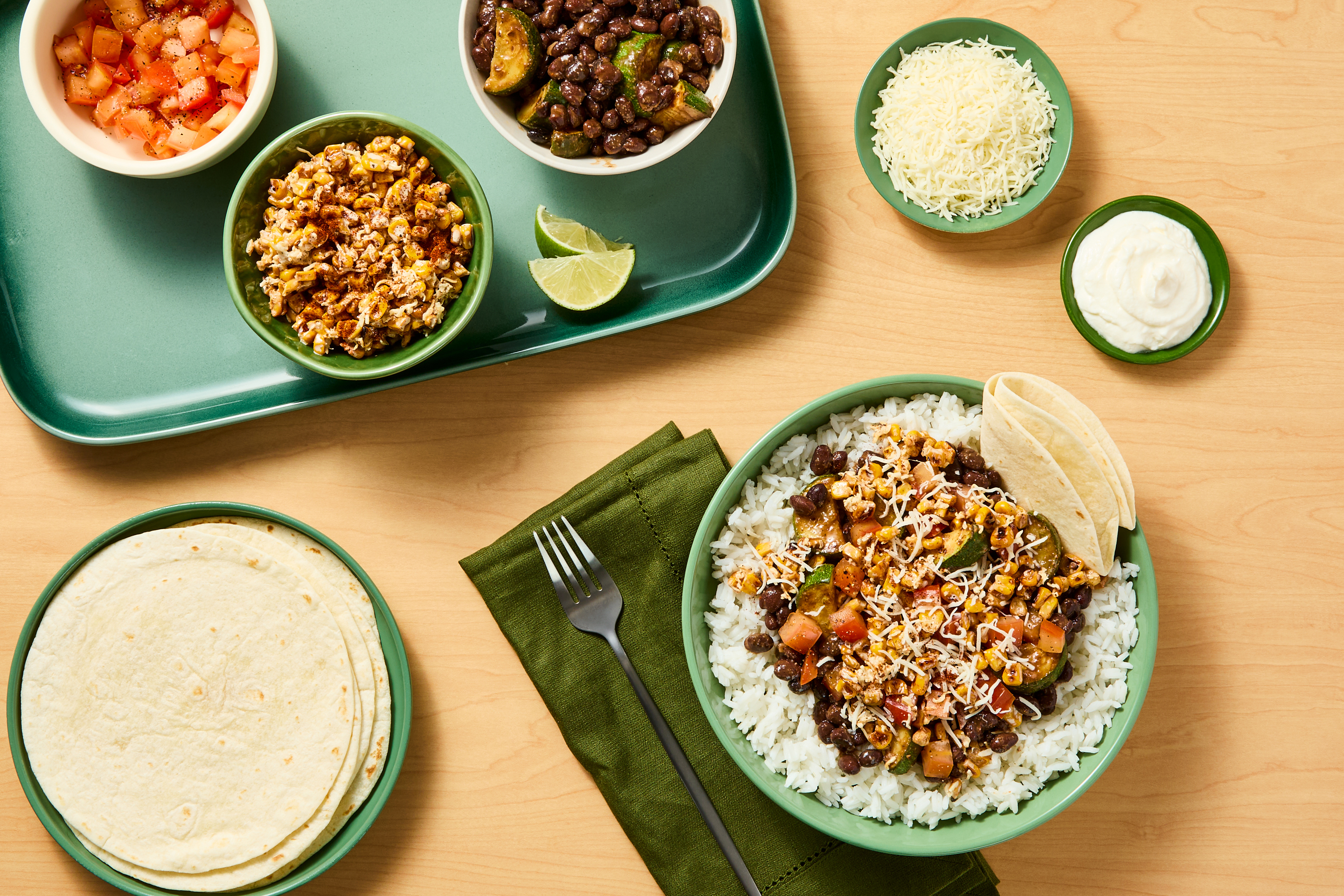 Black Bean & Zucchini Taco Bowl Bar