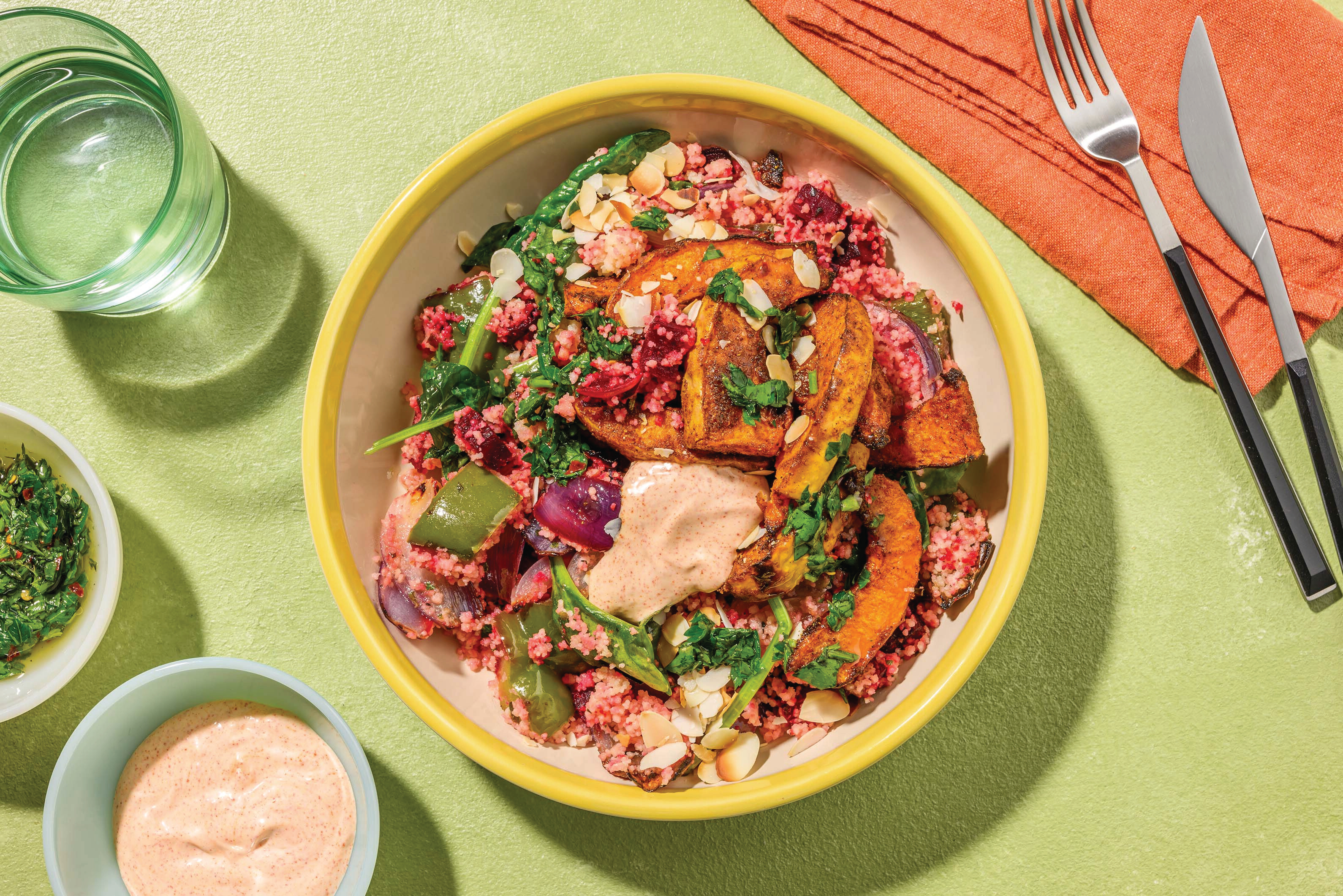 Chermoula Pumpkin, Beef & Rainbow Couscous
