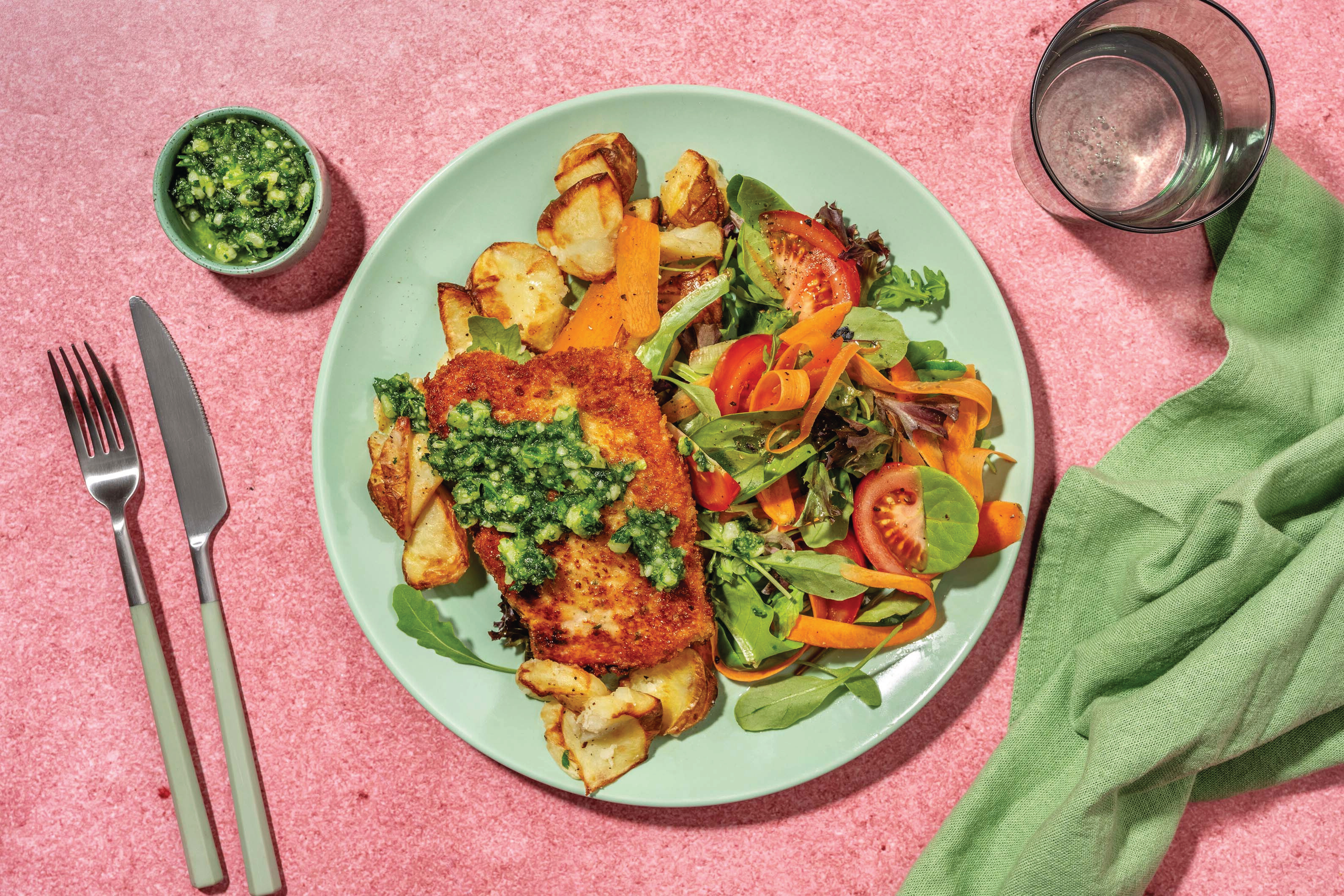 Pork Cotoletta & Homemade Herby Pesto