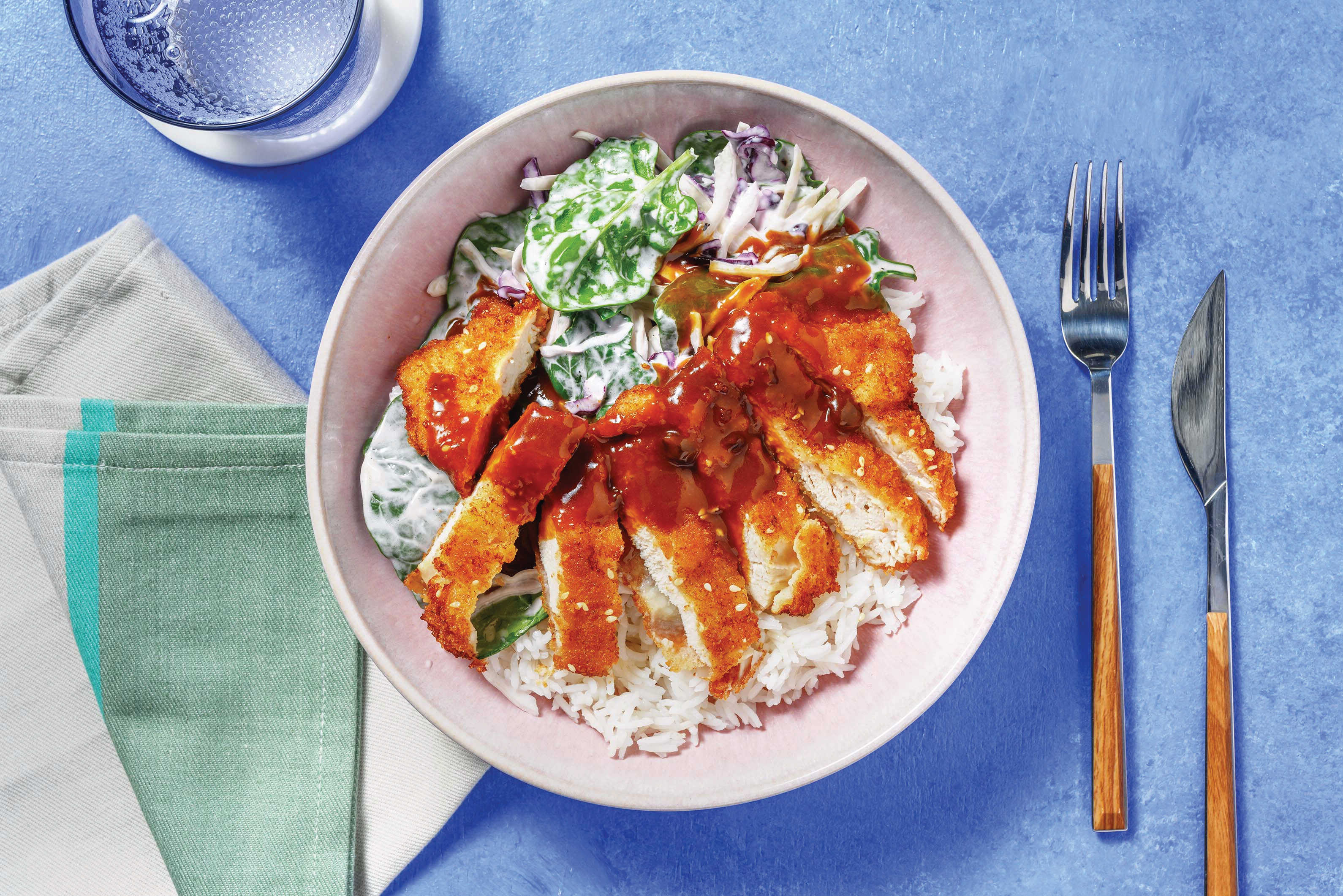 Quick Sesame Crumbed Chicken & Bacon-Katsu Sauce